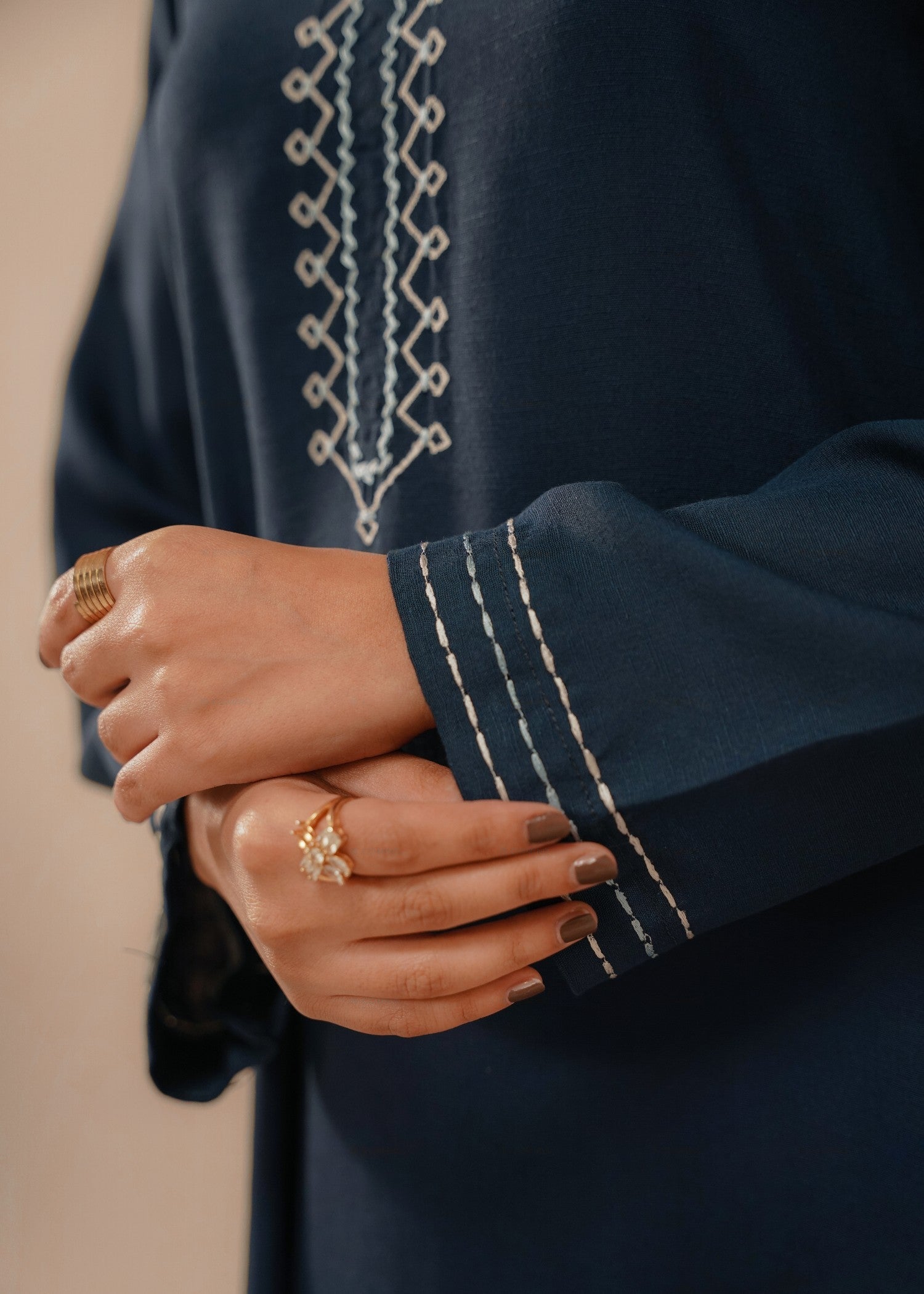 silk karandi Co Ord Sets in Navy blue