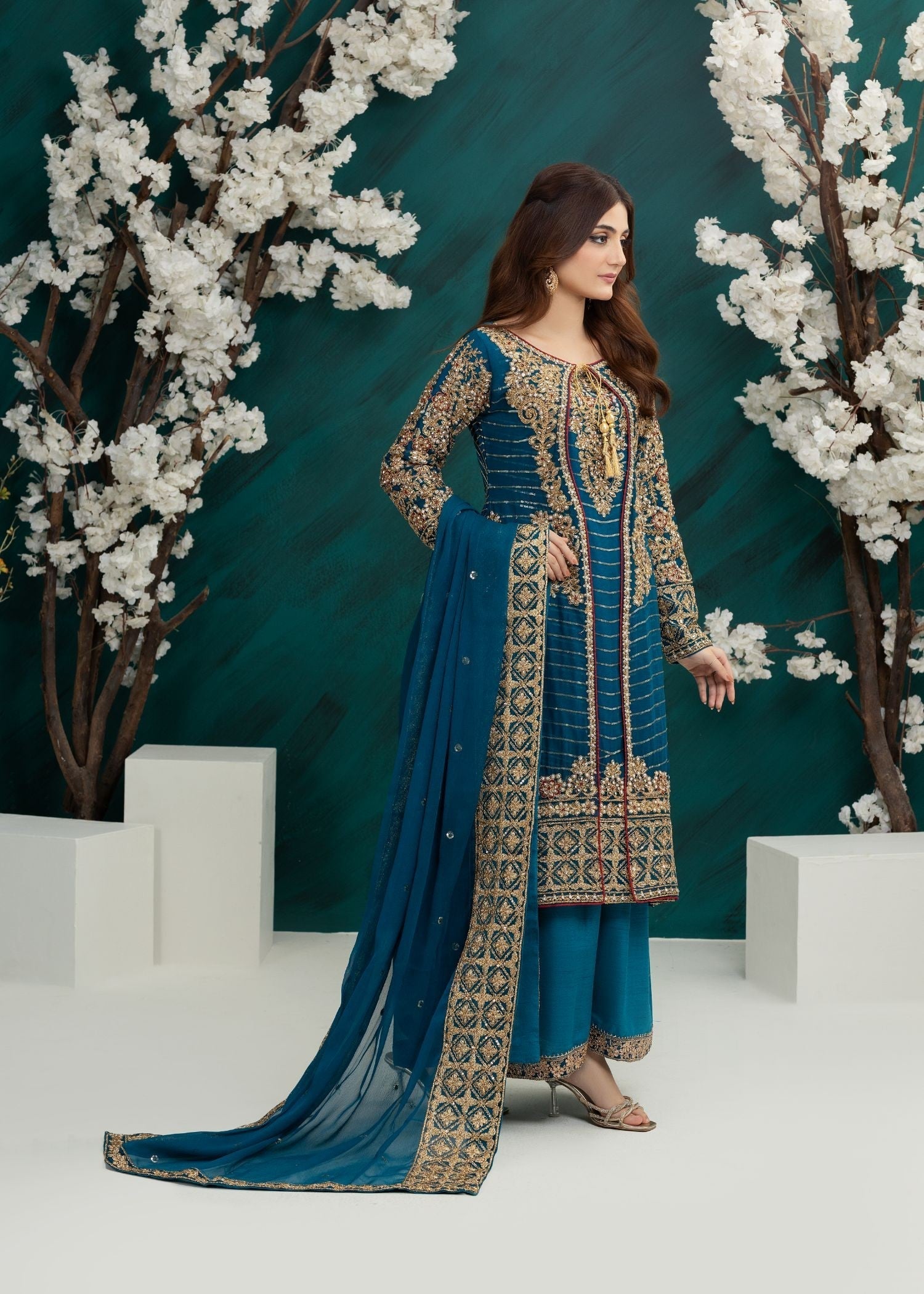chiffon Gown in Sapphire blue