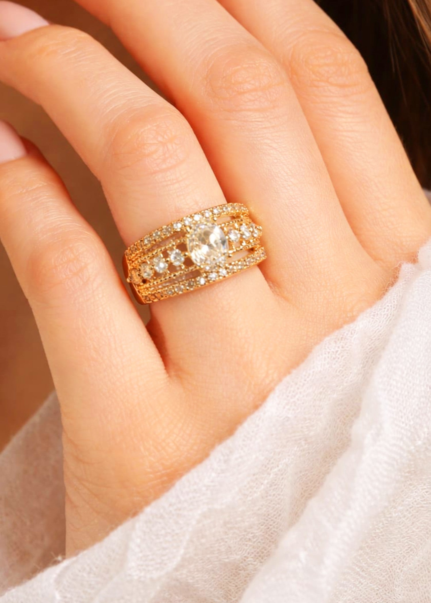 Ring in Gold Color by - Trendy Women Ring LFX4128