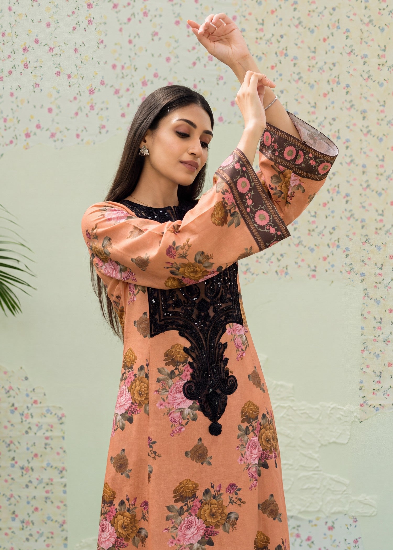 lawn Kurta Set in Toast orange