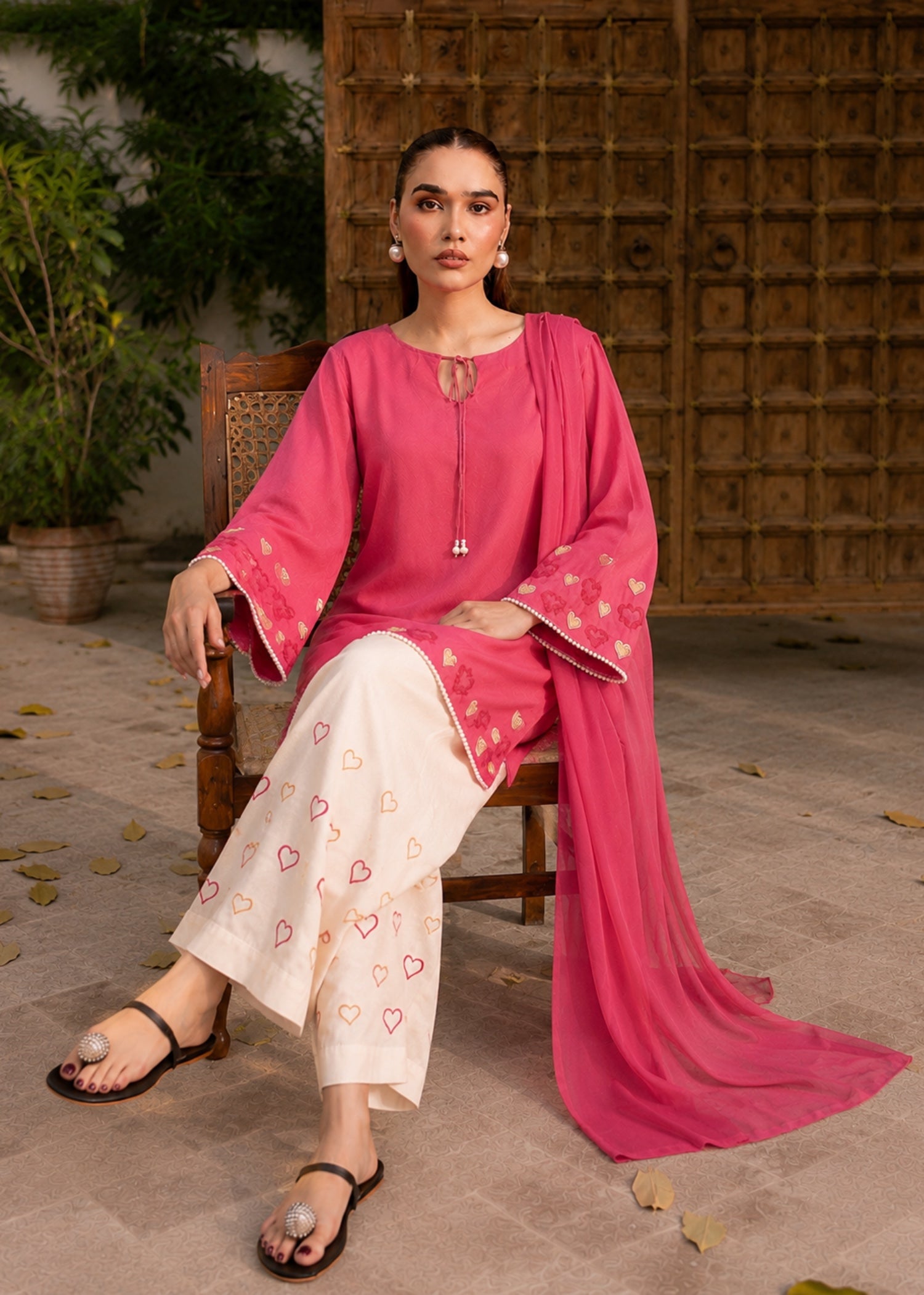 cotton linen Kurta Set in Off-white