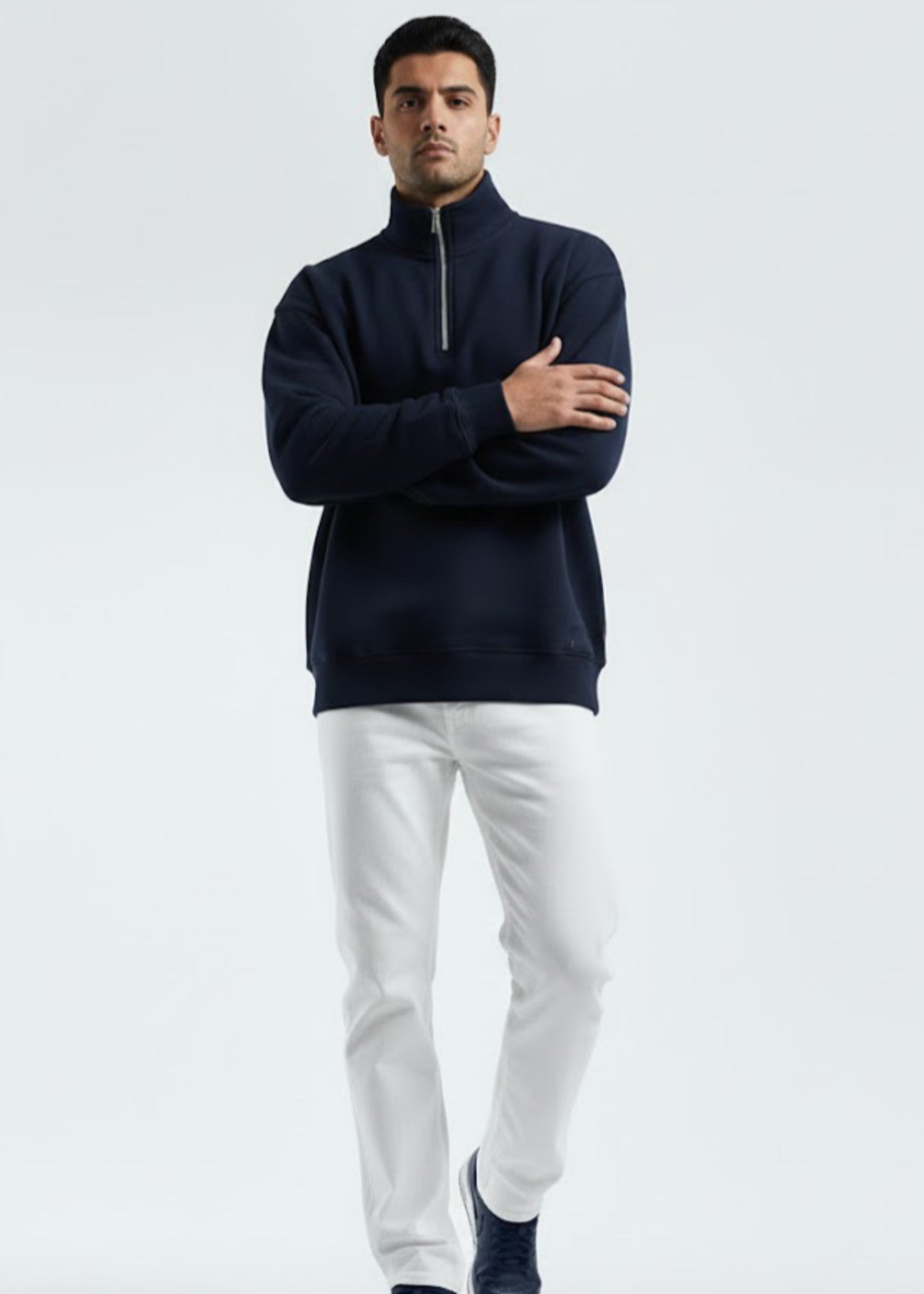 cotton linen Sweatshirt in Dark blue