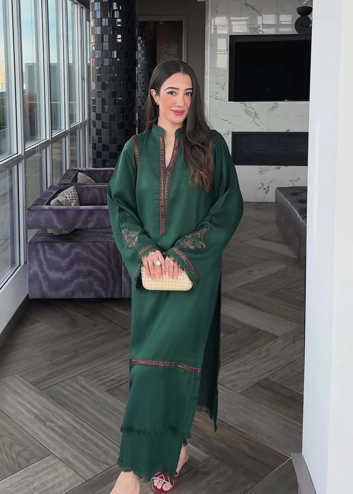 marina Kurta Set in Dark green