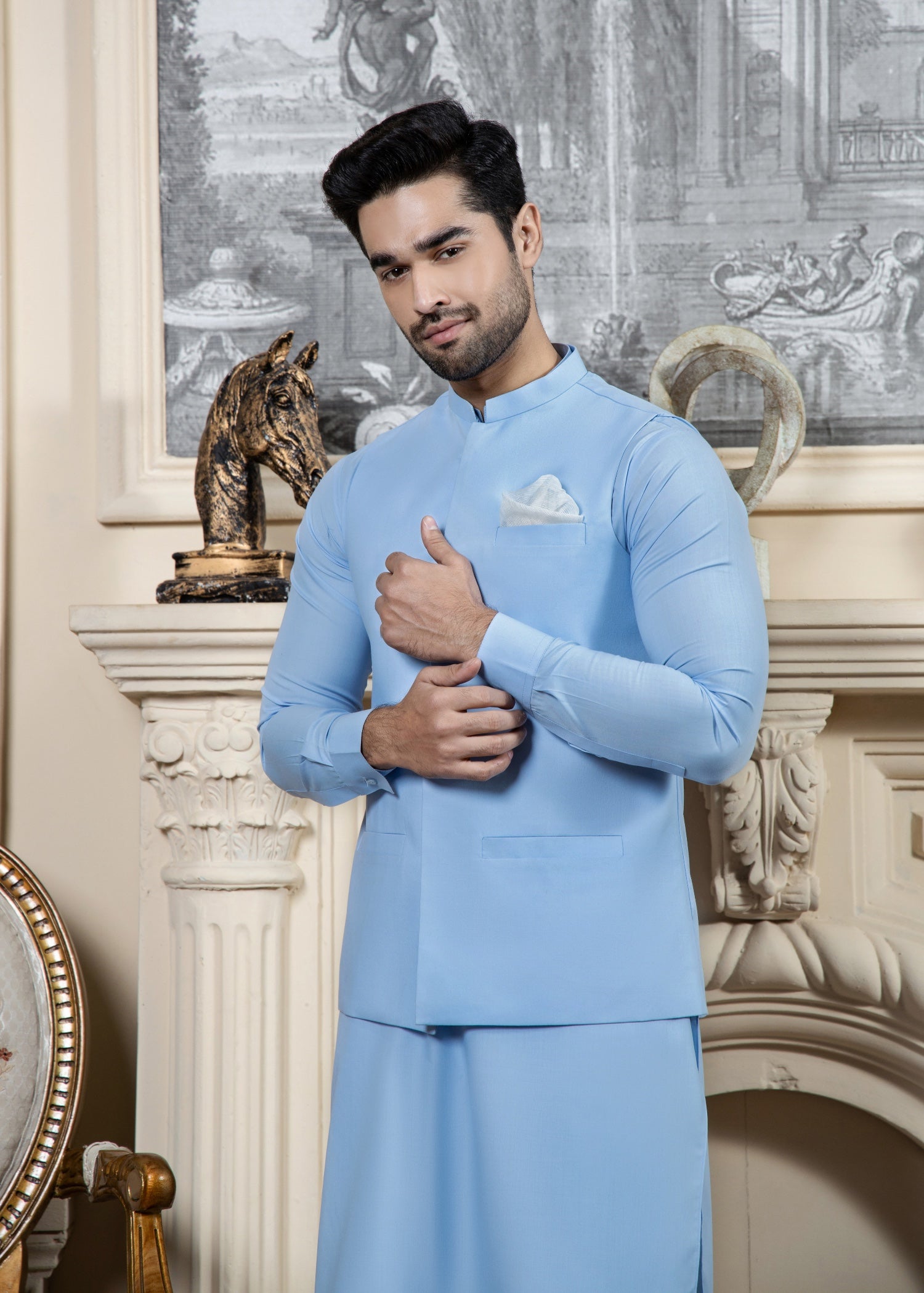 wash & wear Waistcoat in Sky