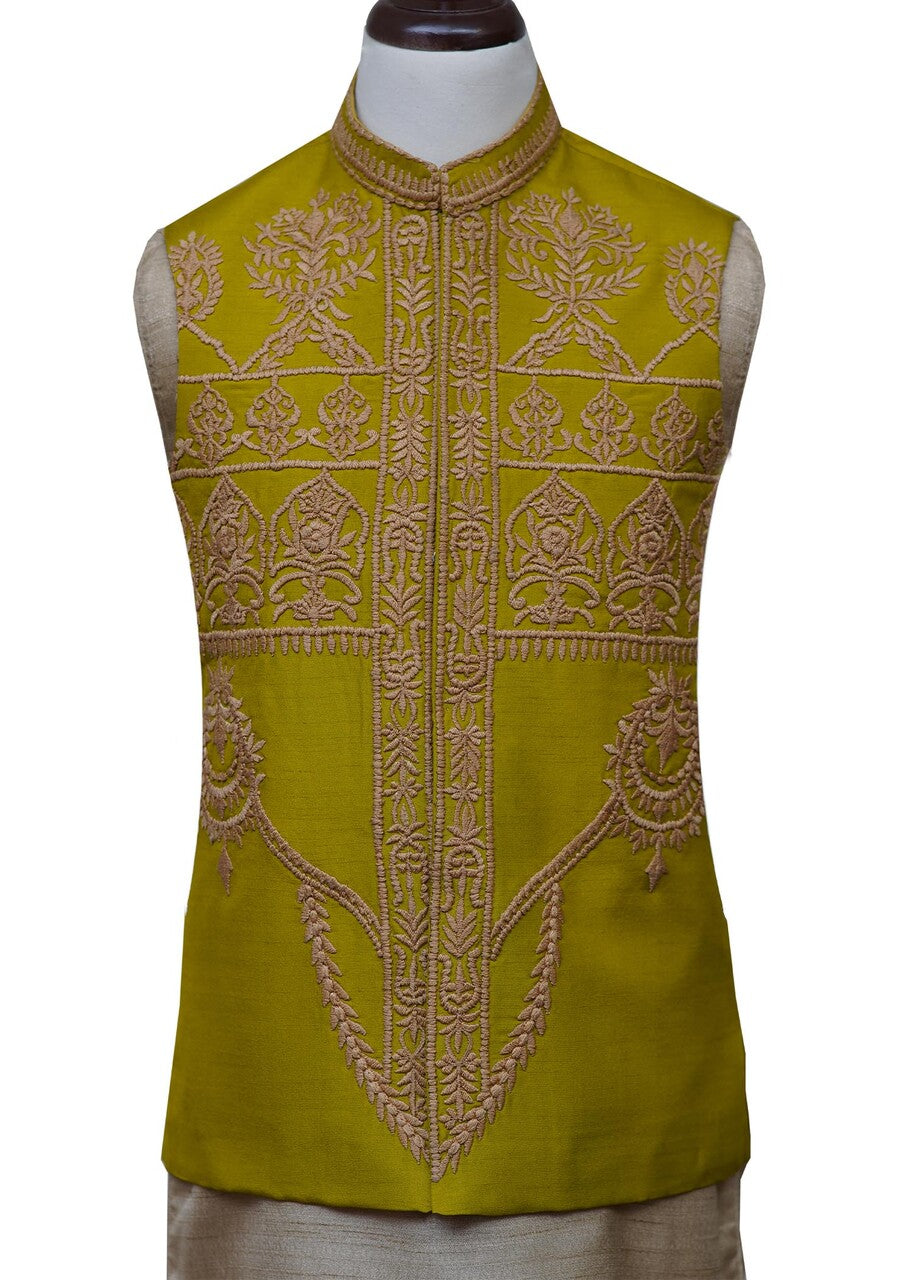 silk Waistcoat in Green