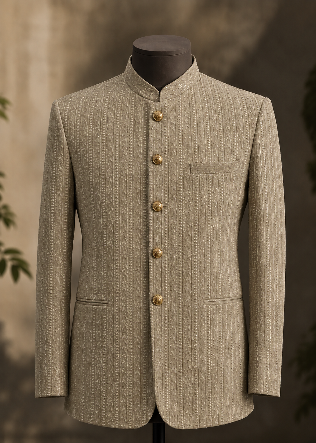 raw silk Prince Coat in Beige
