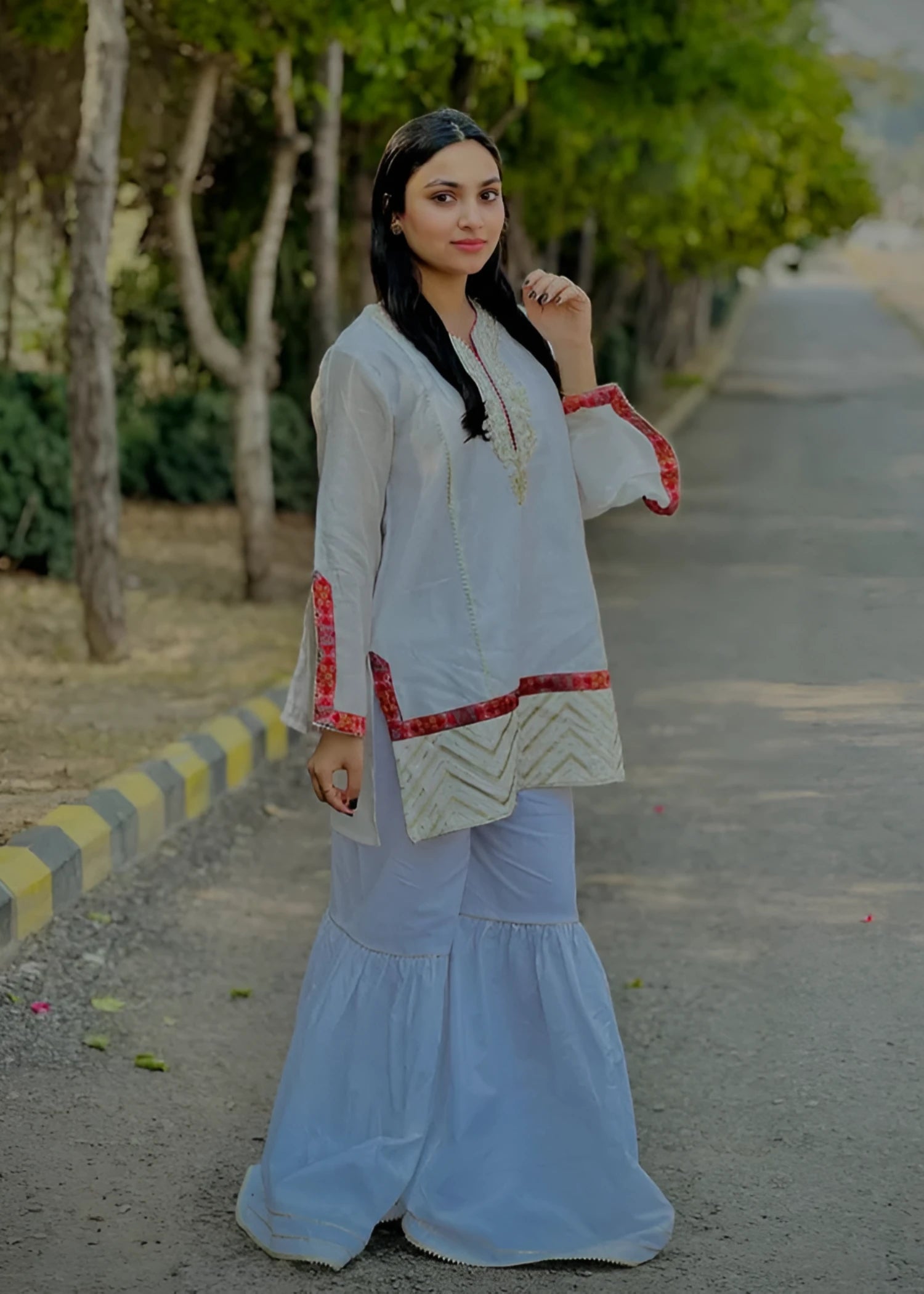 cotton Gharara in White