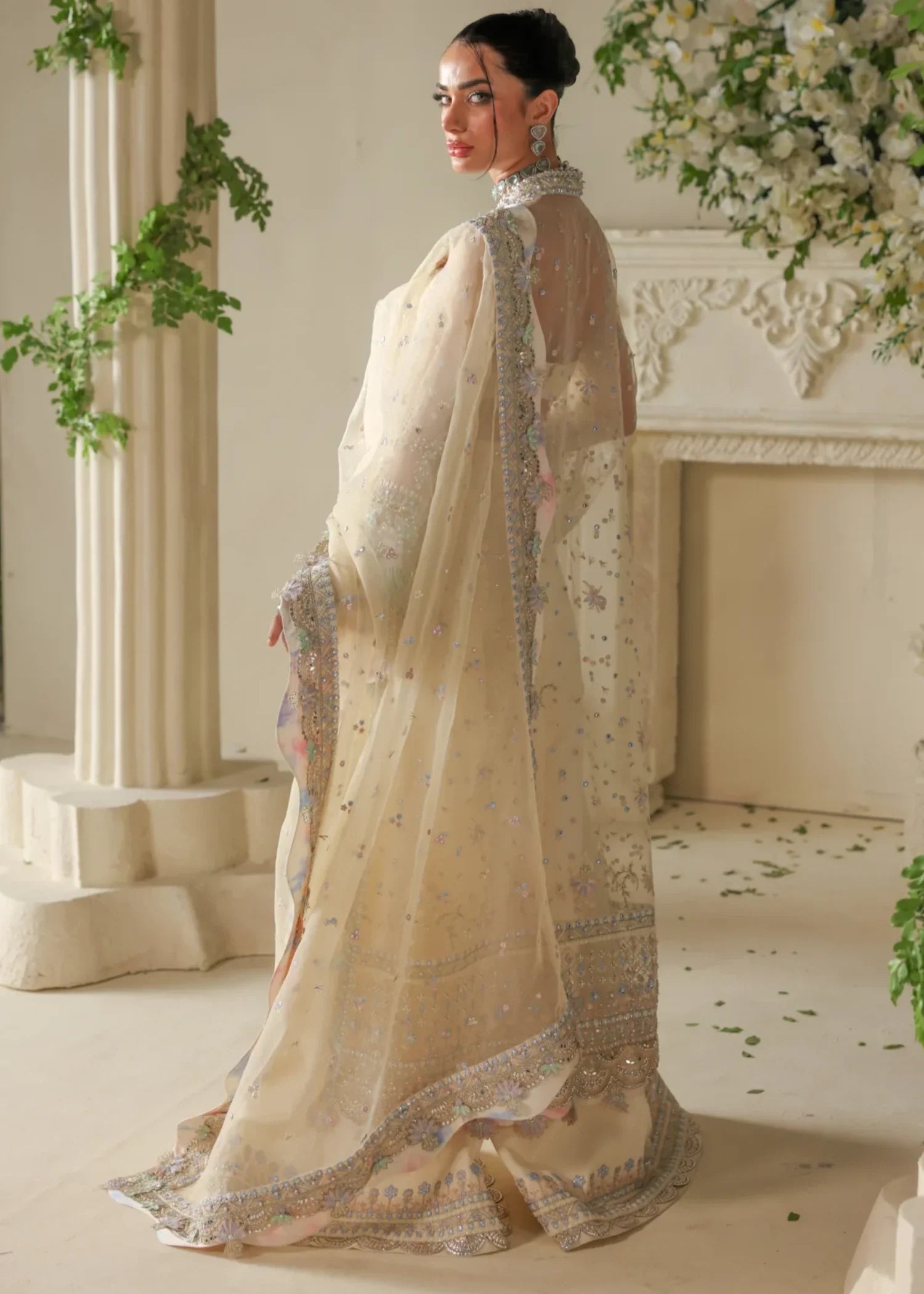 poly organza Gown in Off-white