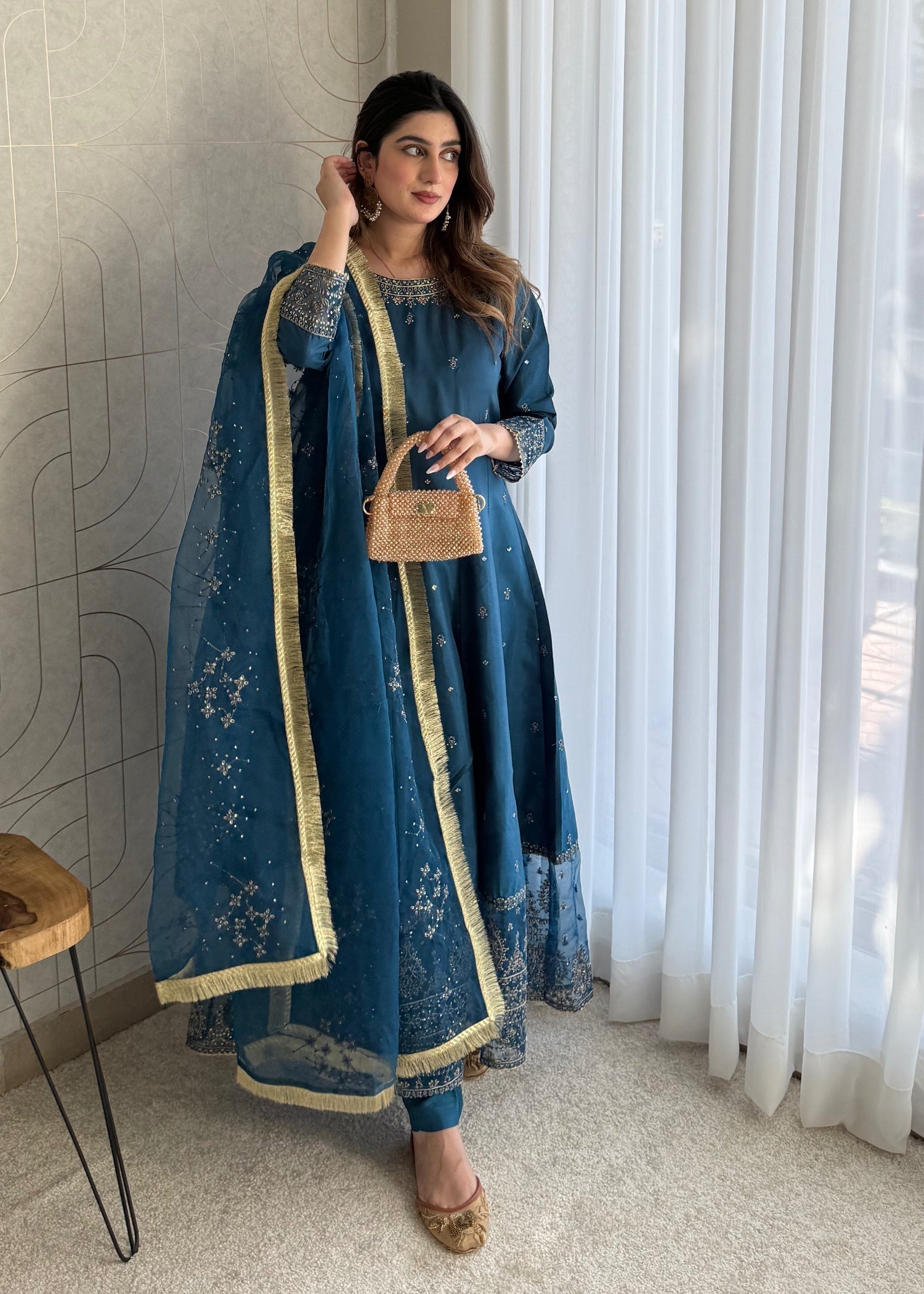 kattan silk Maxi in Teal