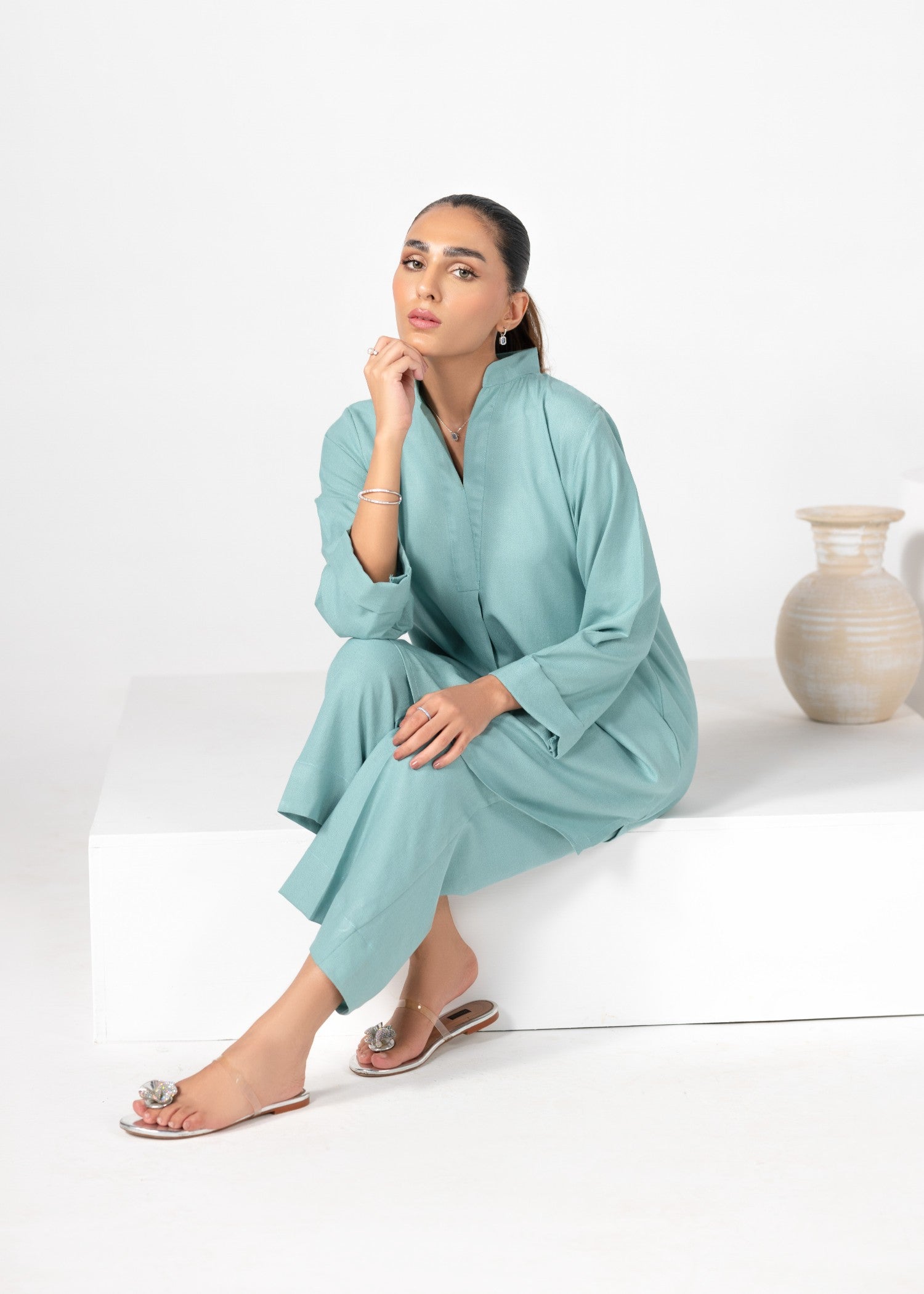 karandi Co ord Sets in Light blue
