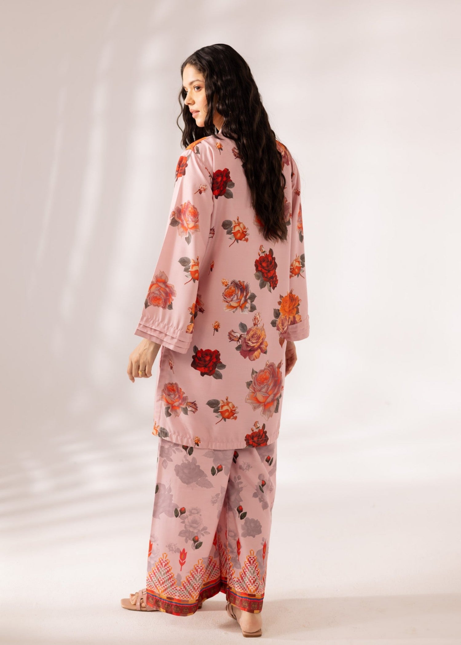 slub khaddar Co Ord Sets in Carnation pink