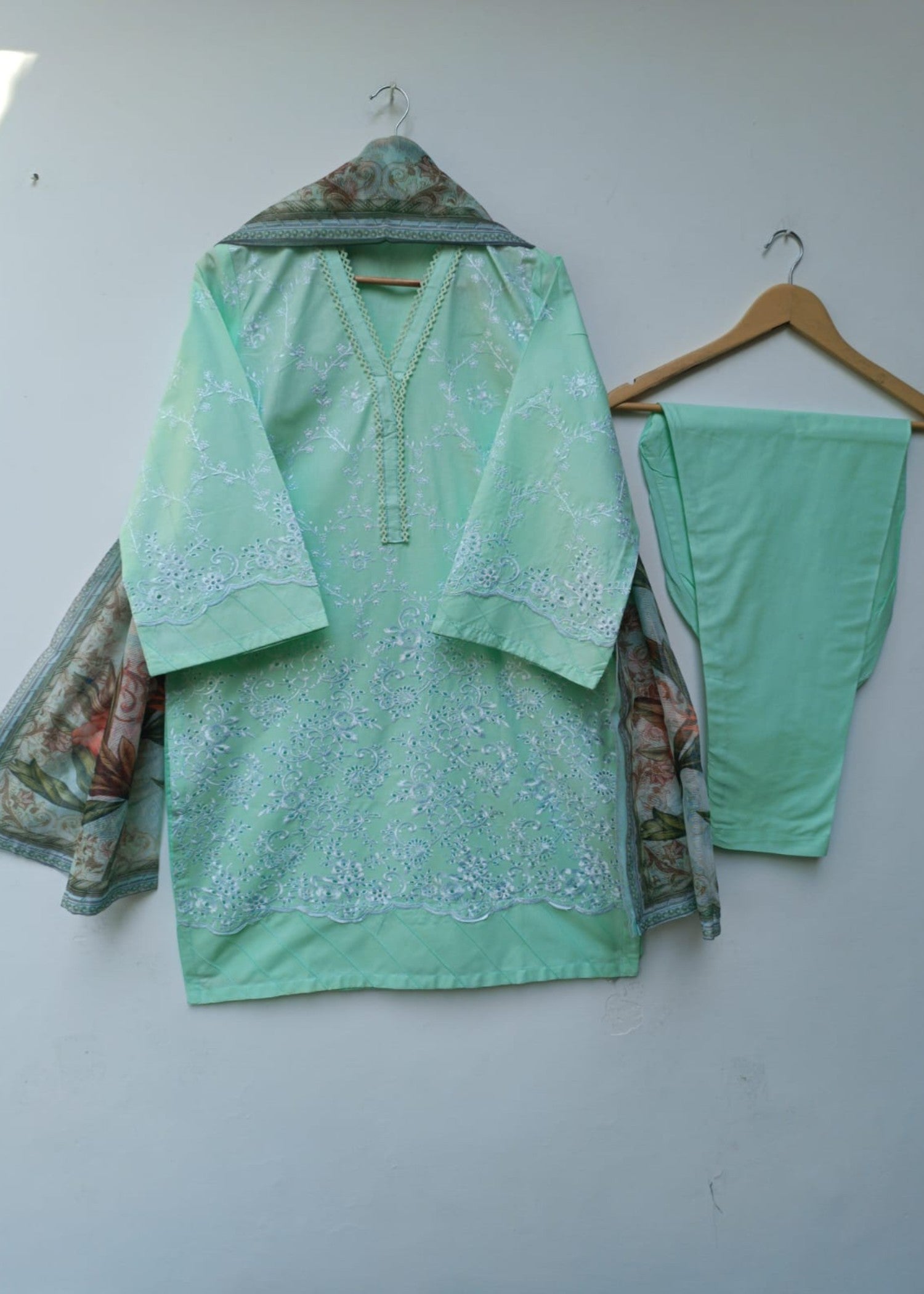 cotton Kurta Set in Spring green
