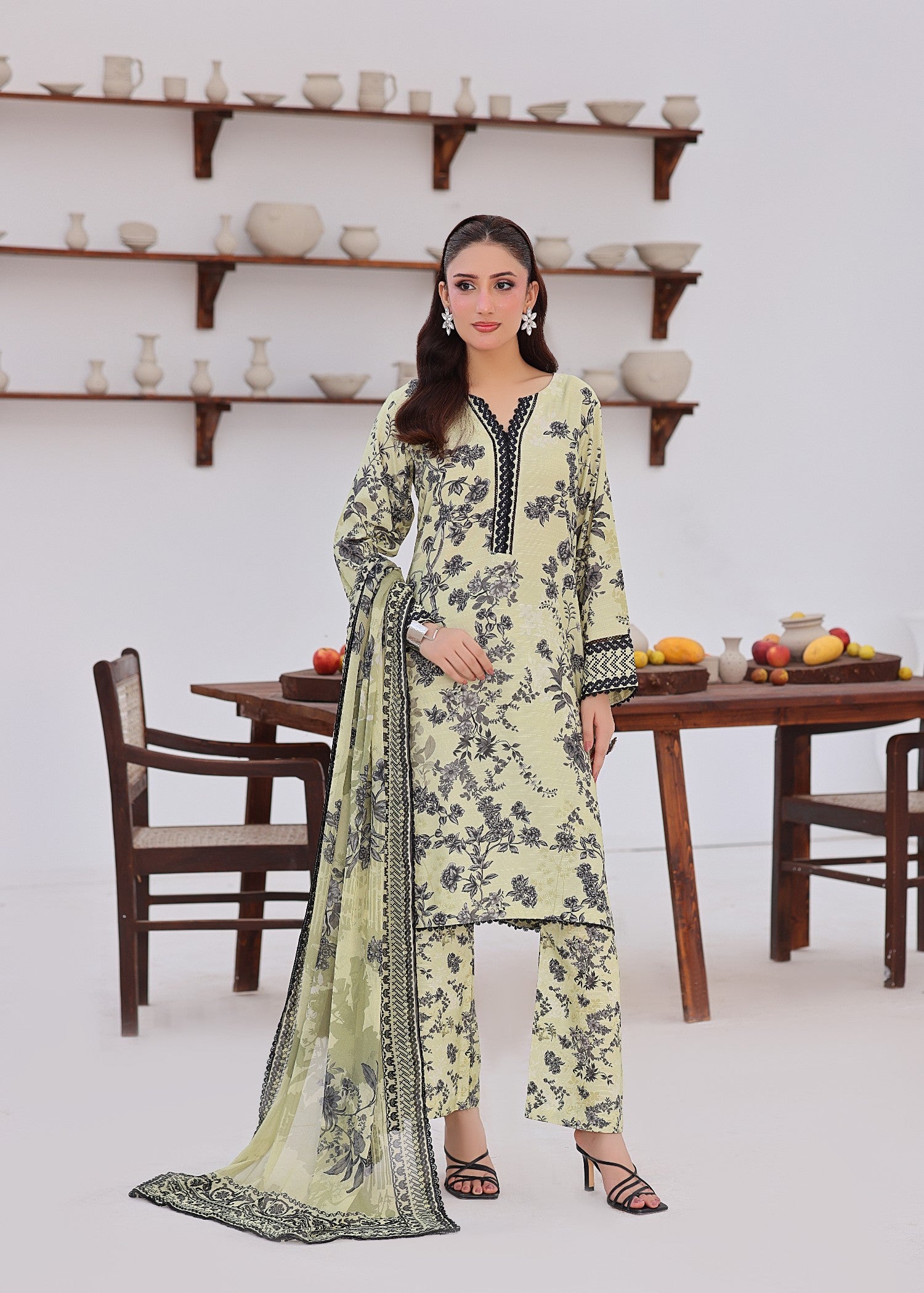viscose raw silk Kurta Set in Sage green