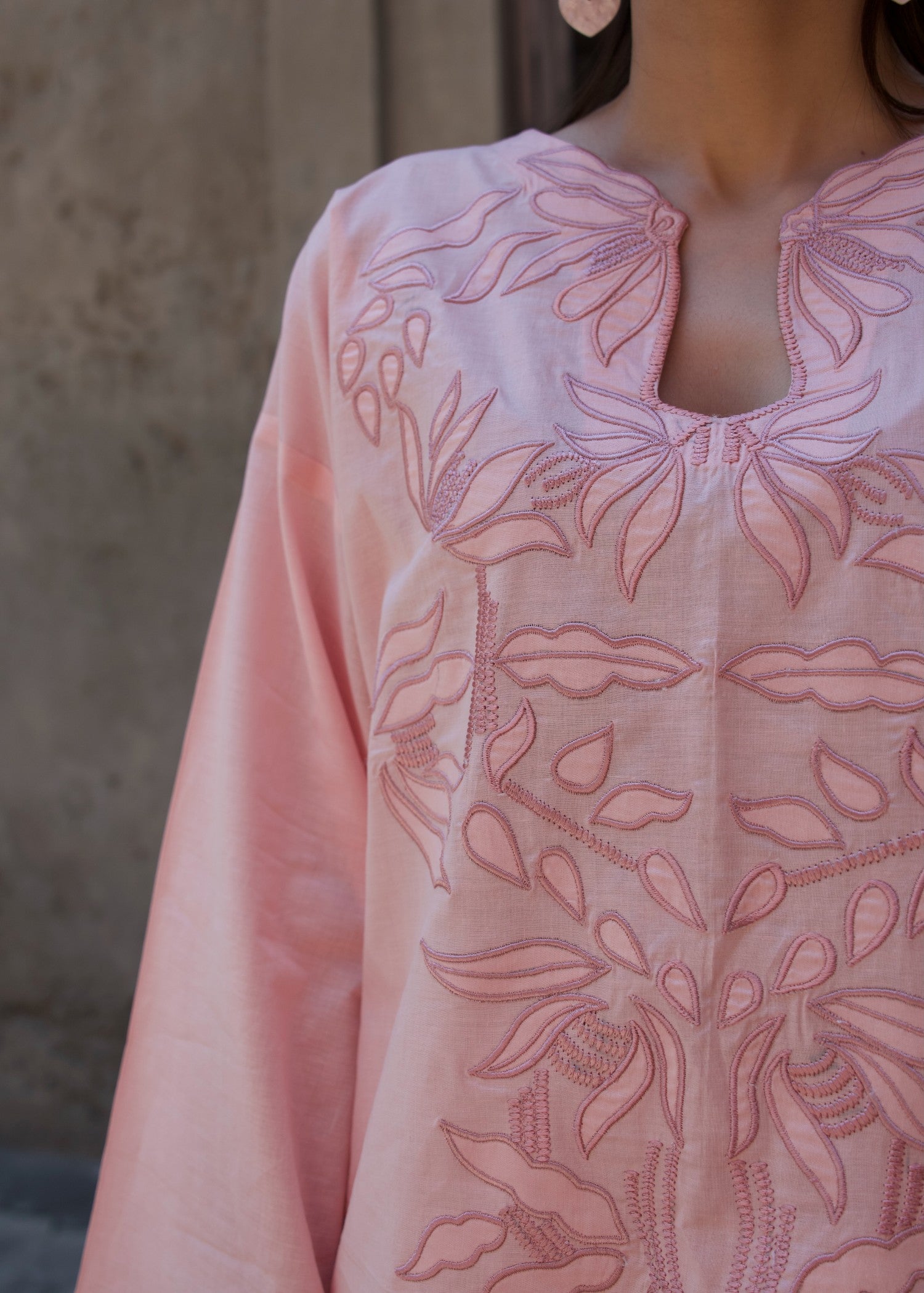 cotton linen Kurta Set in Pink