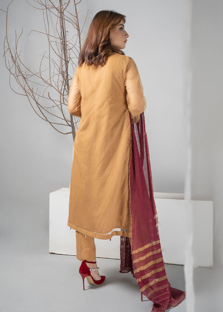 net Kurta Set in Gold
