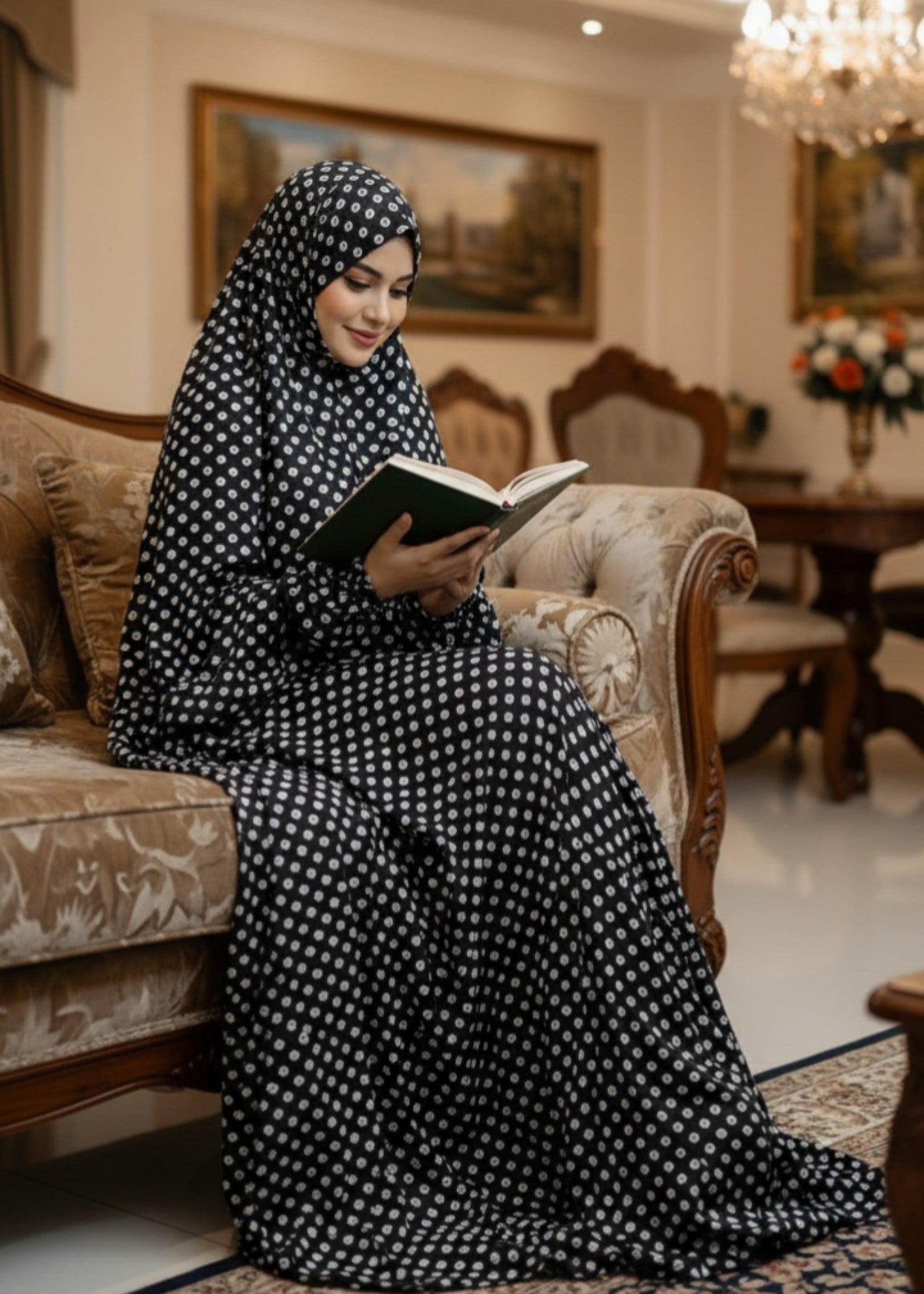 polycotton Chaddar in Black