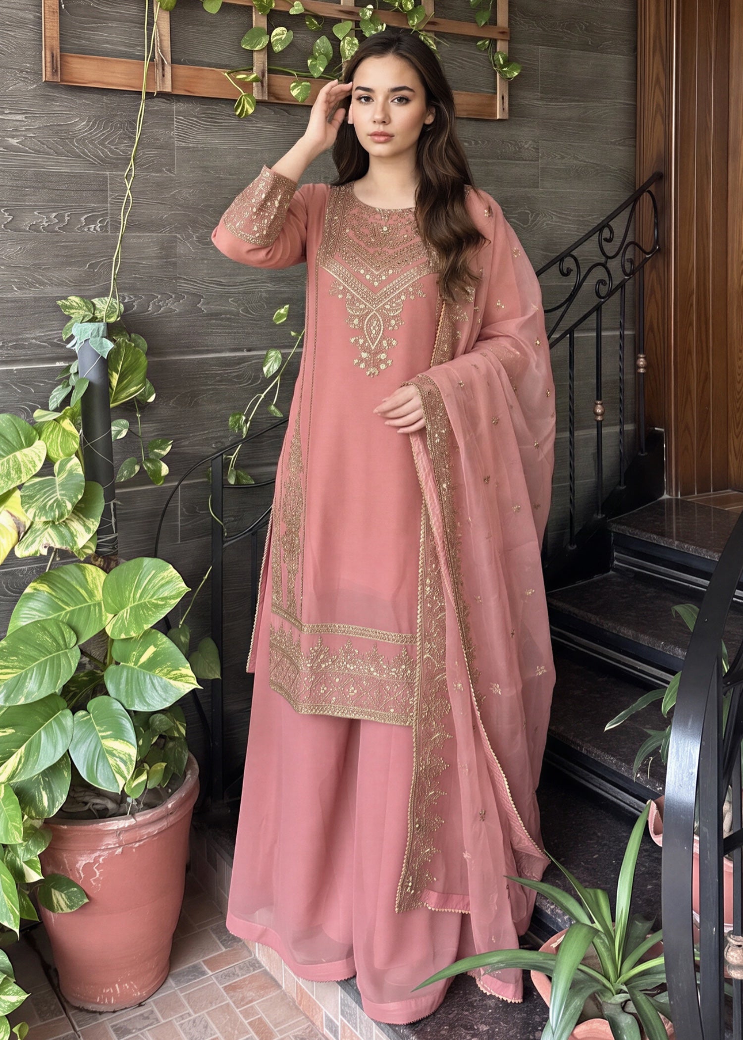 chiffon Sharara in Pink