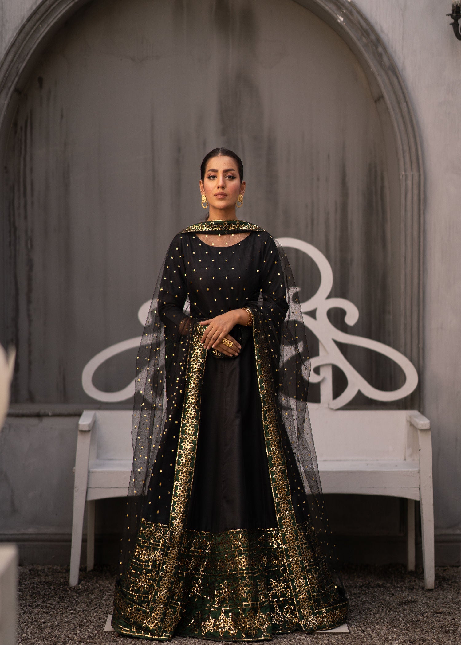 pk raw silk Pishwas in Black