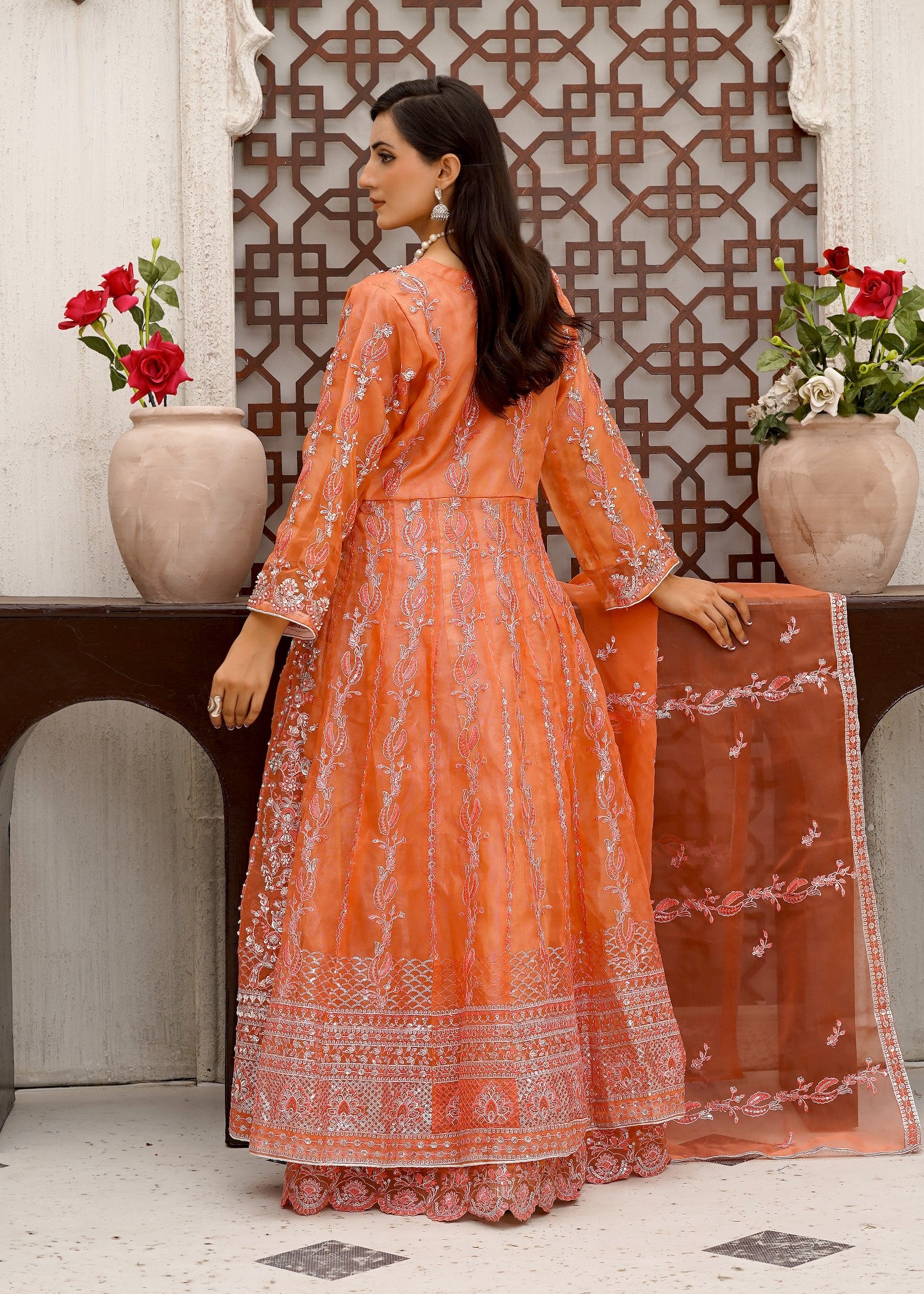 organza Maxi in Coral orange