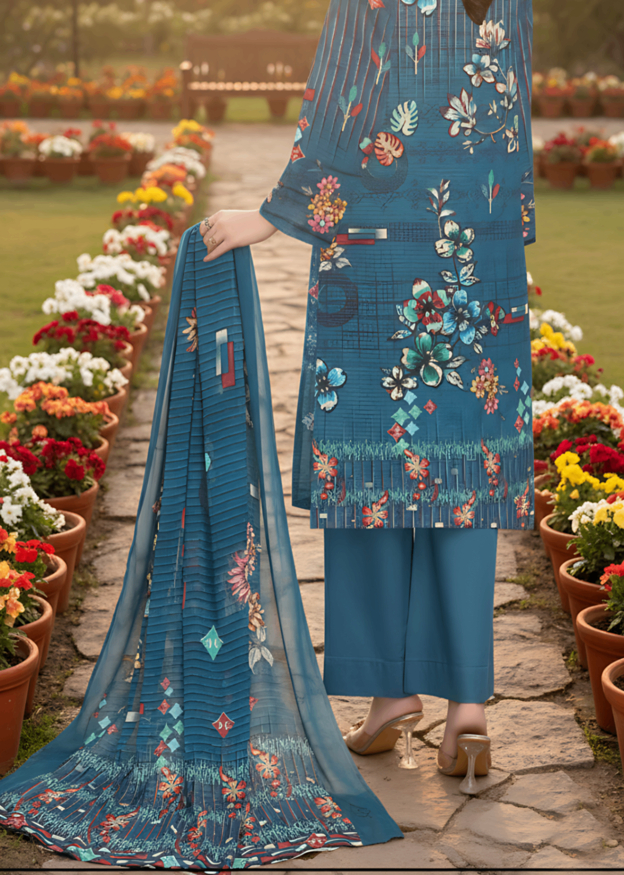 viscose Unstitched in Teal