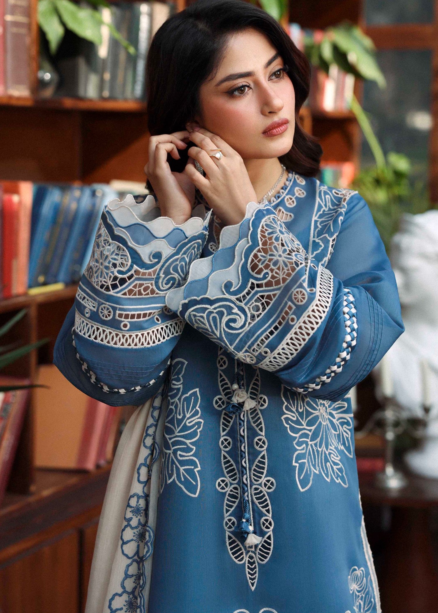 swiss voil Kurta Set in Teal