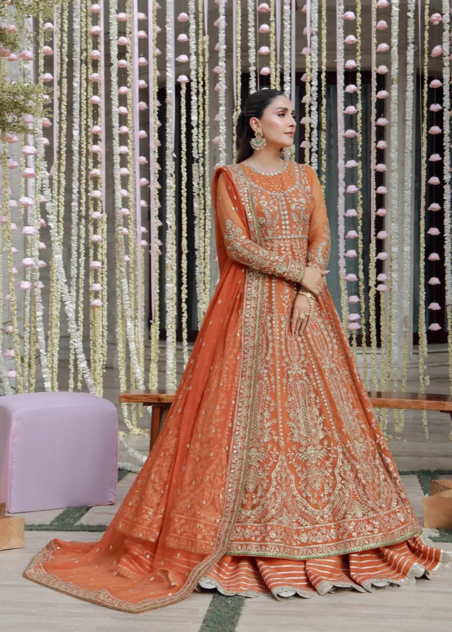 chiffon Maxi in Coral orange