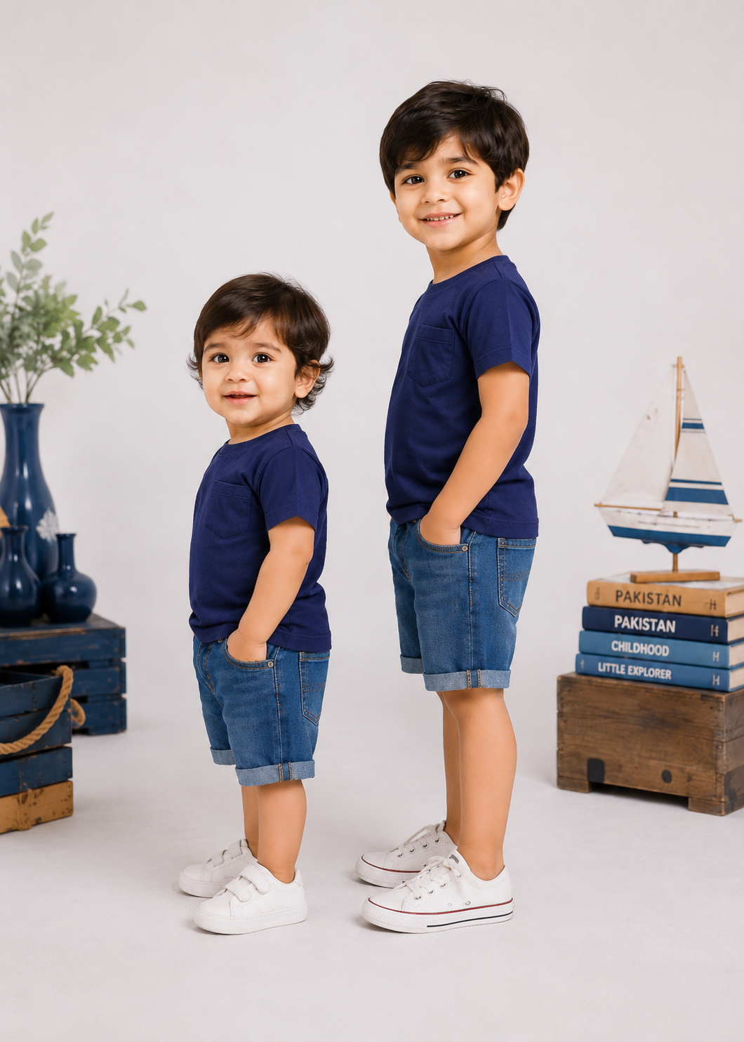 single jersey knit T Shirt in Navy blue