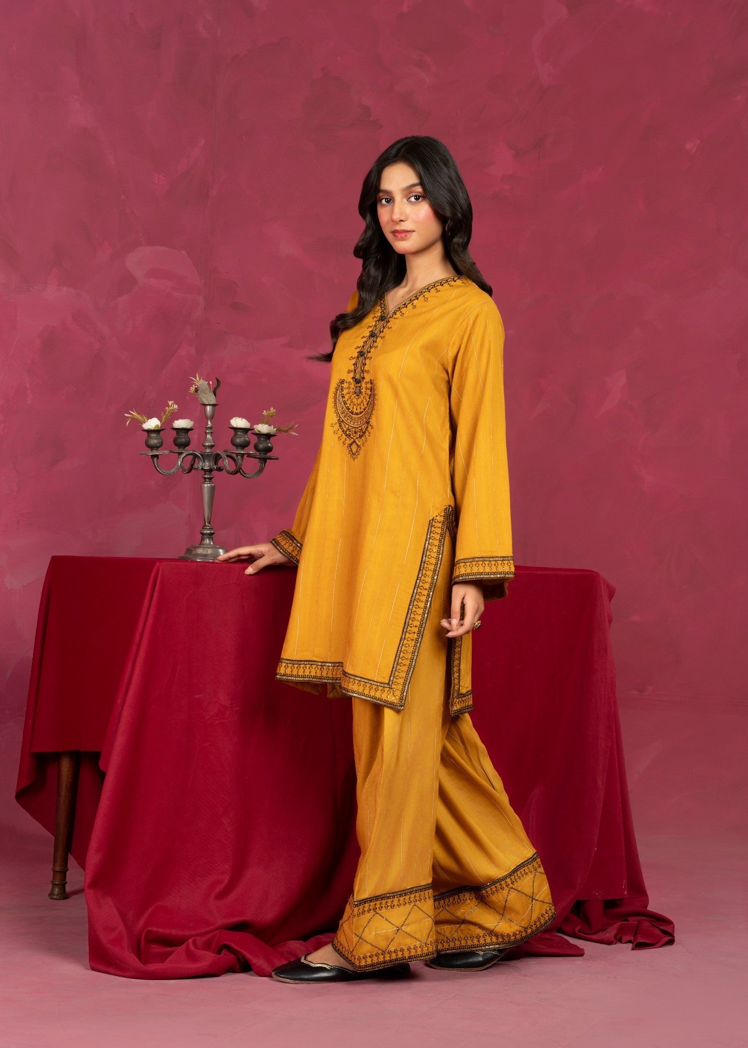 viscose Kurta Set in Mustard