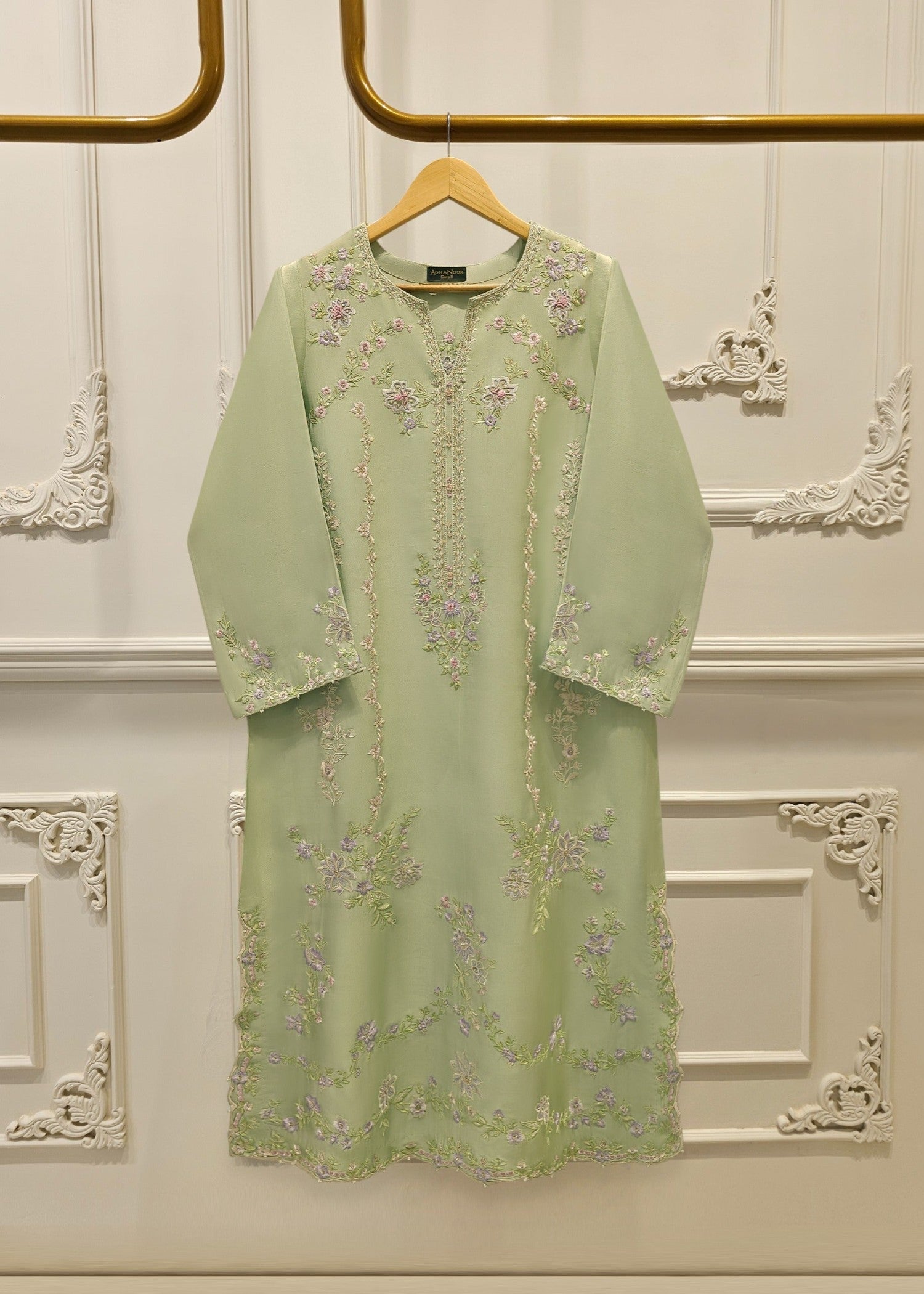silk Kurti in Pistachio green