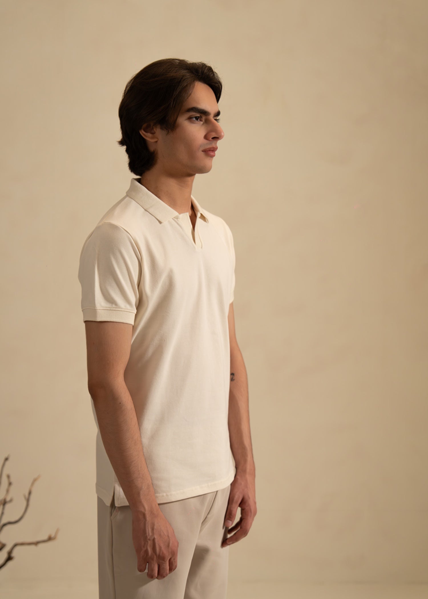 cotton-spandex Polo Shirt in Off-white