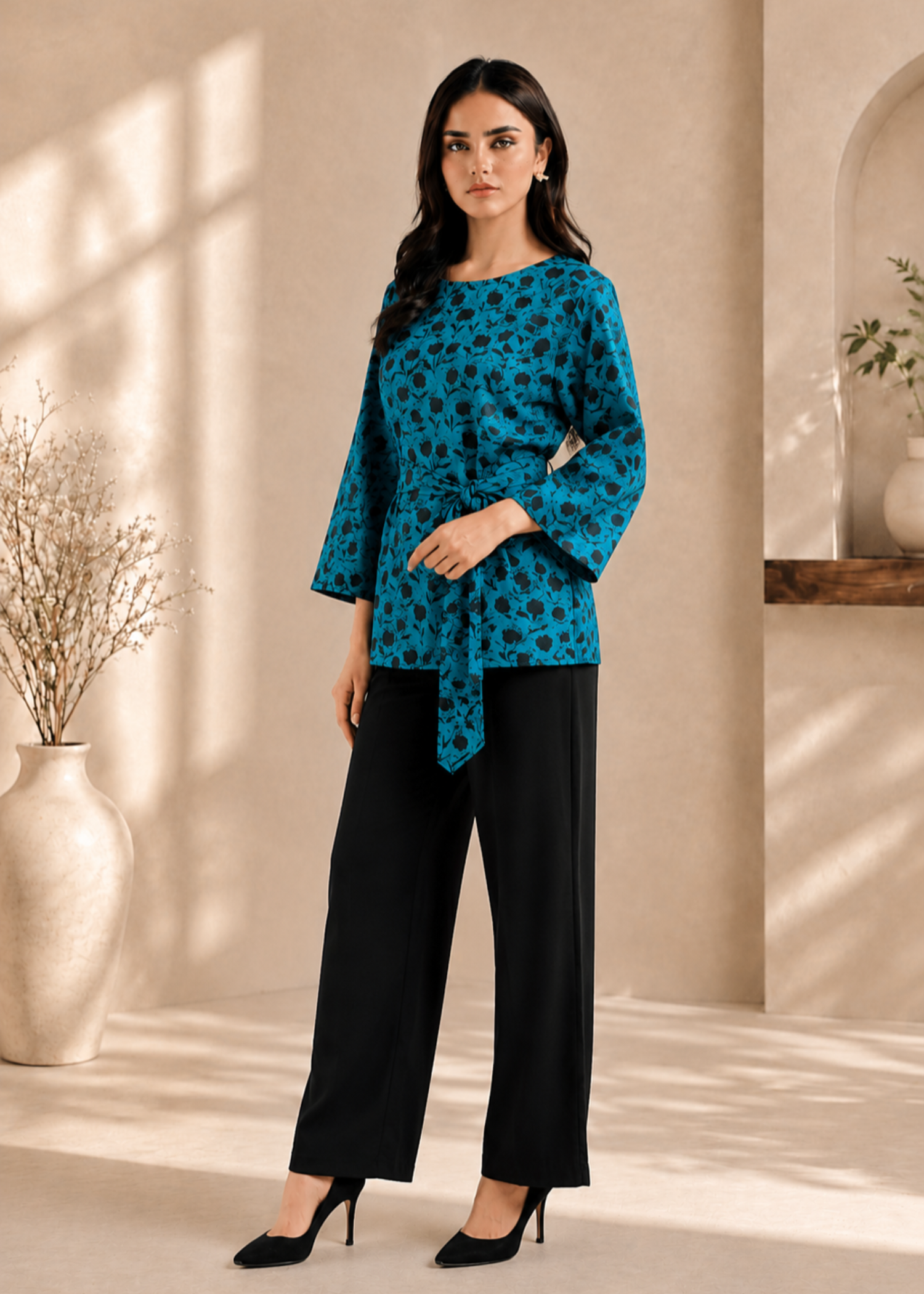 linen Top in Teal
