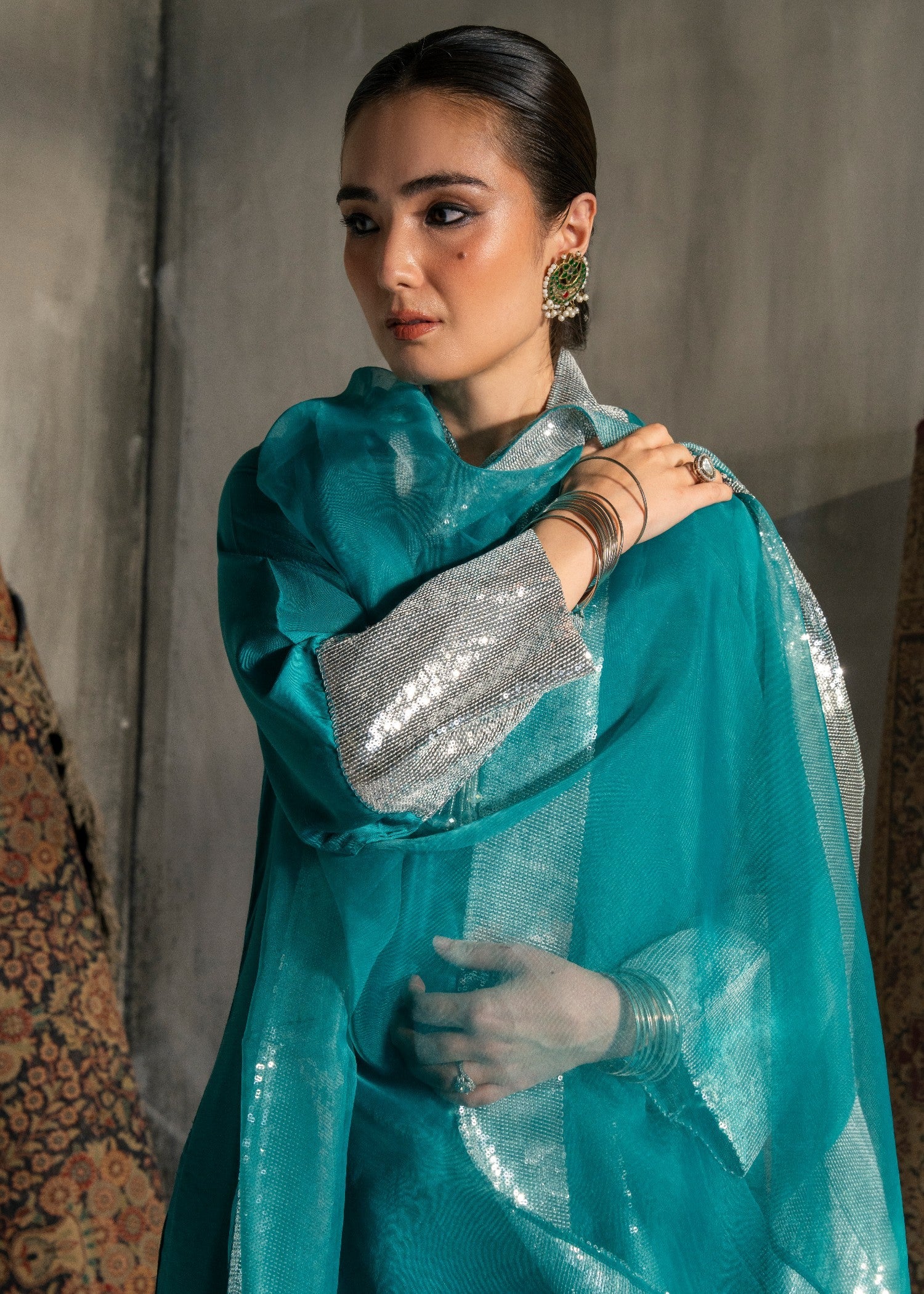 viscose Kurta Set in Dark cyan