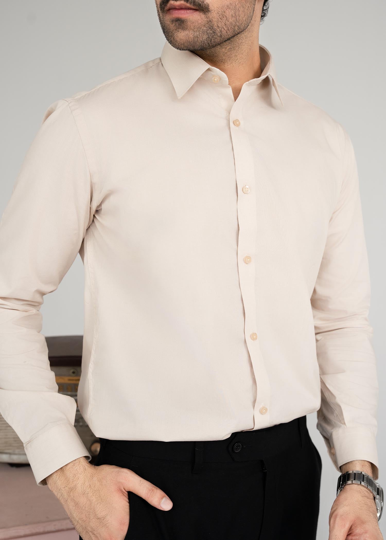 cotton Formal Shirt in Peach pink