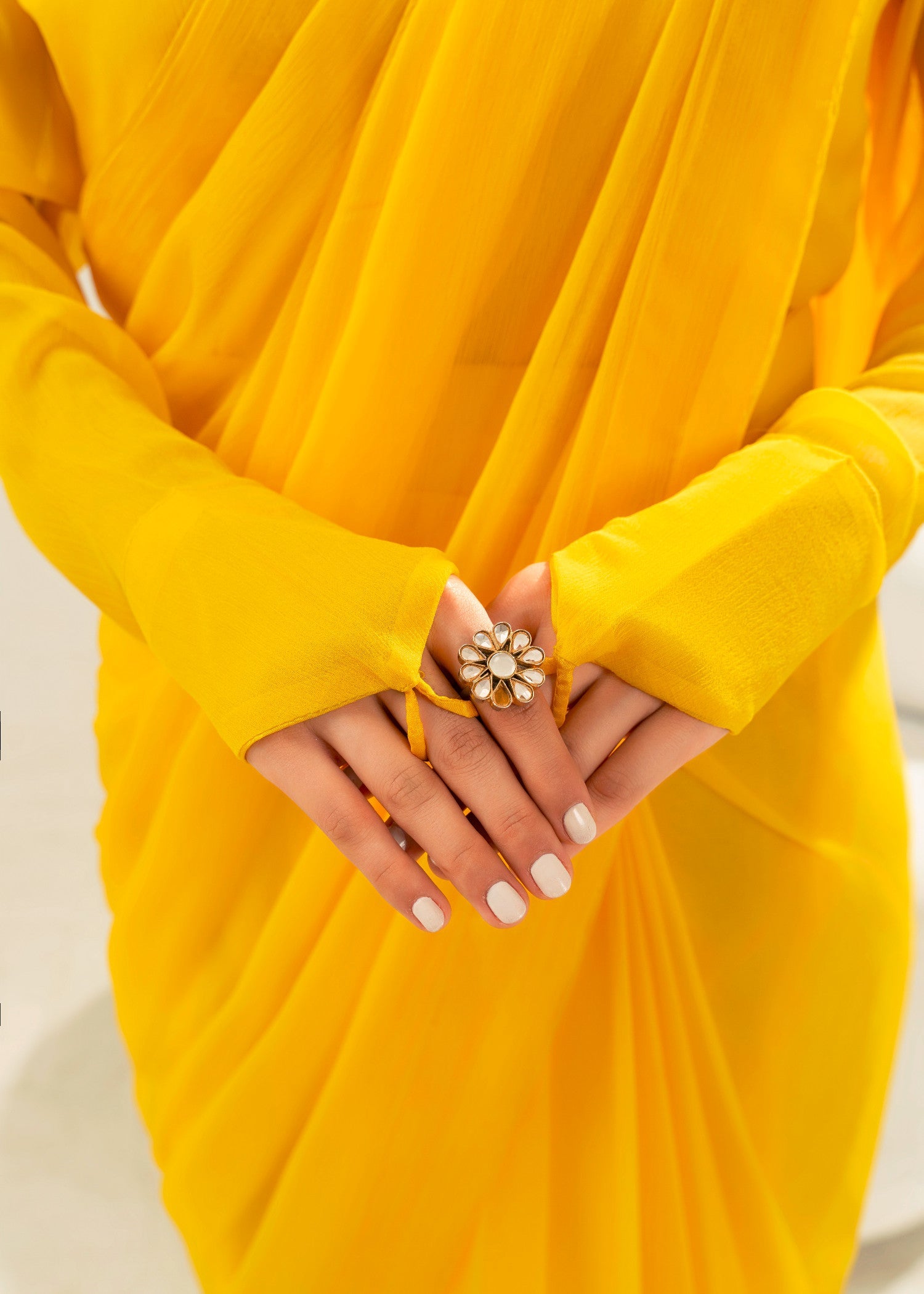 chiffon Saree in Yellow