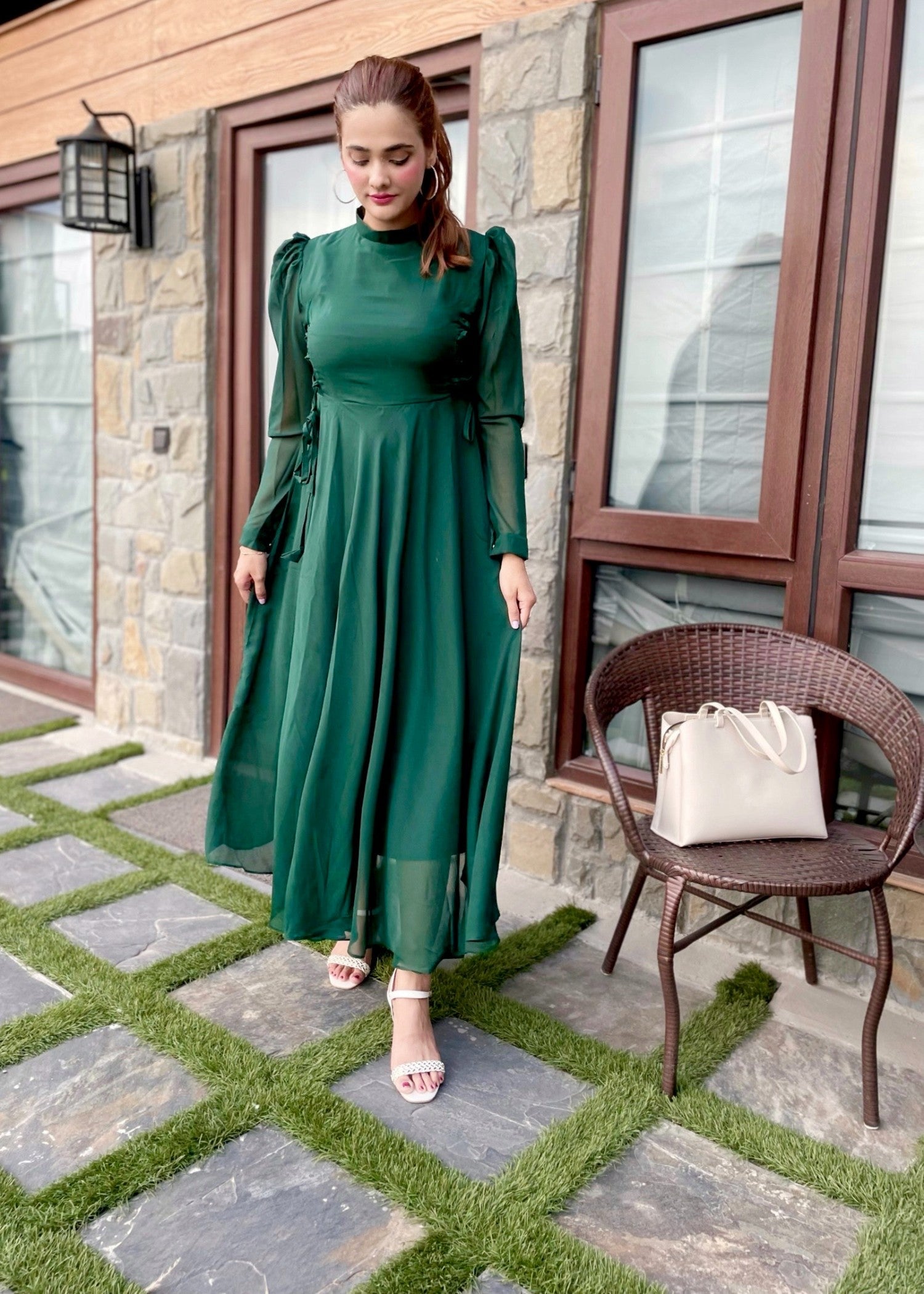 chiffon Frock in Green