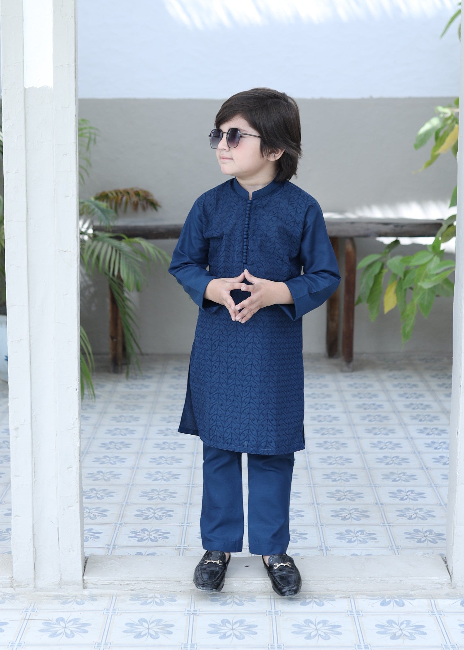 cotton Kurta Set in Dark blue