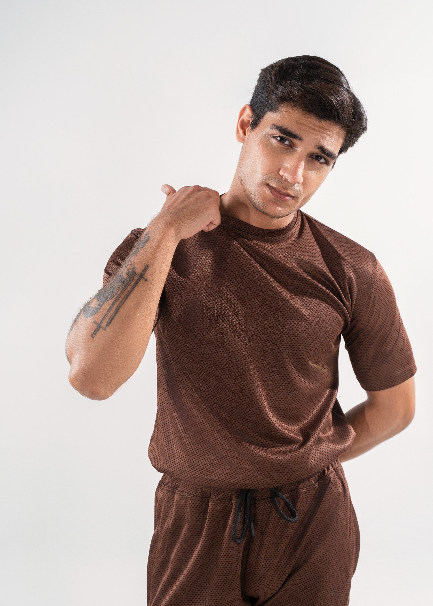 polyester Tracksuit in Dark brown