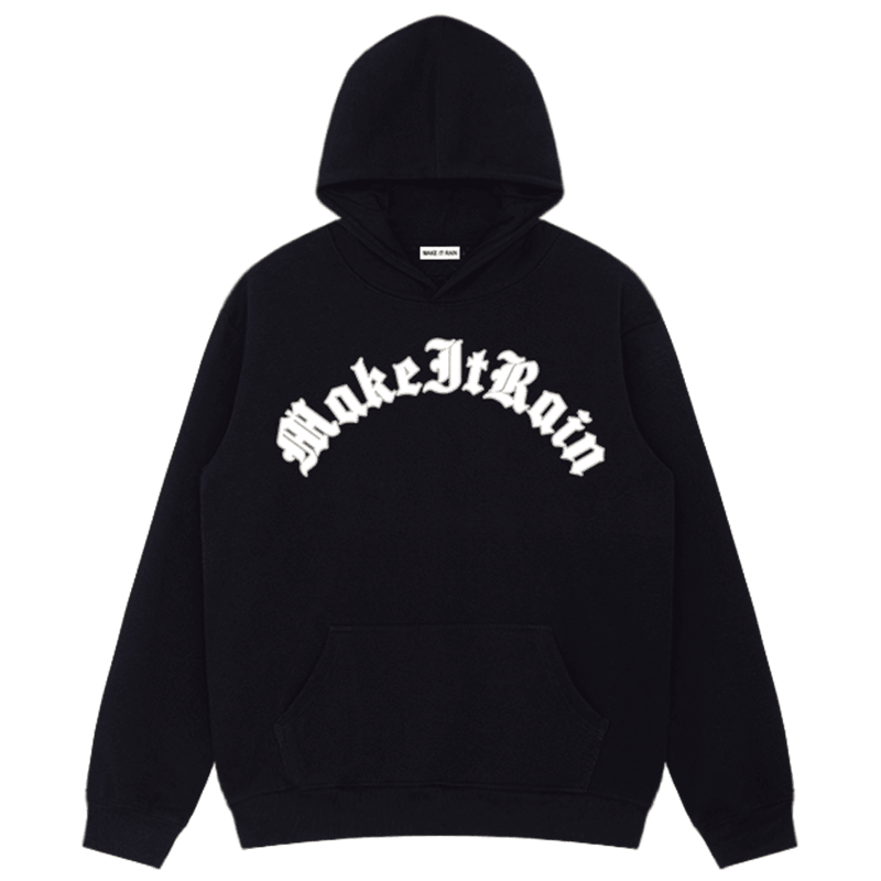 Retro Font European and American Style plus Velvet Hooded Pullover Street Fried Sweater