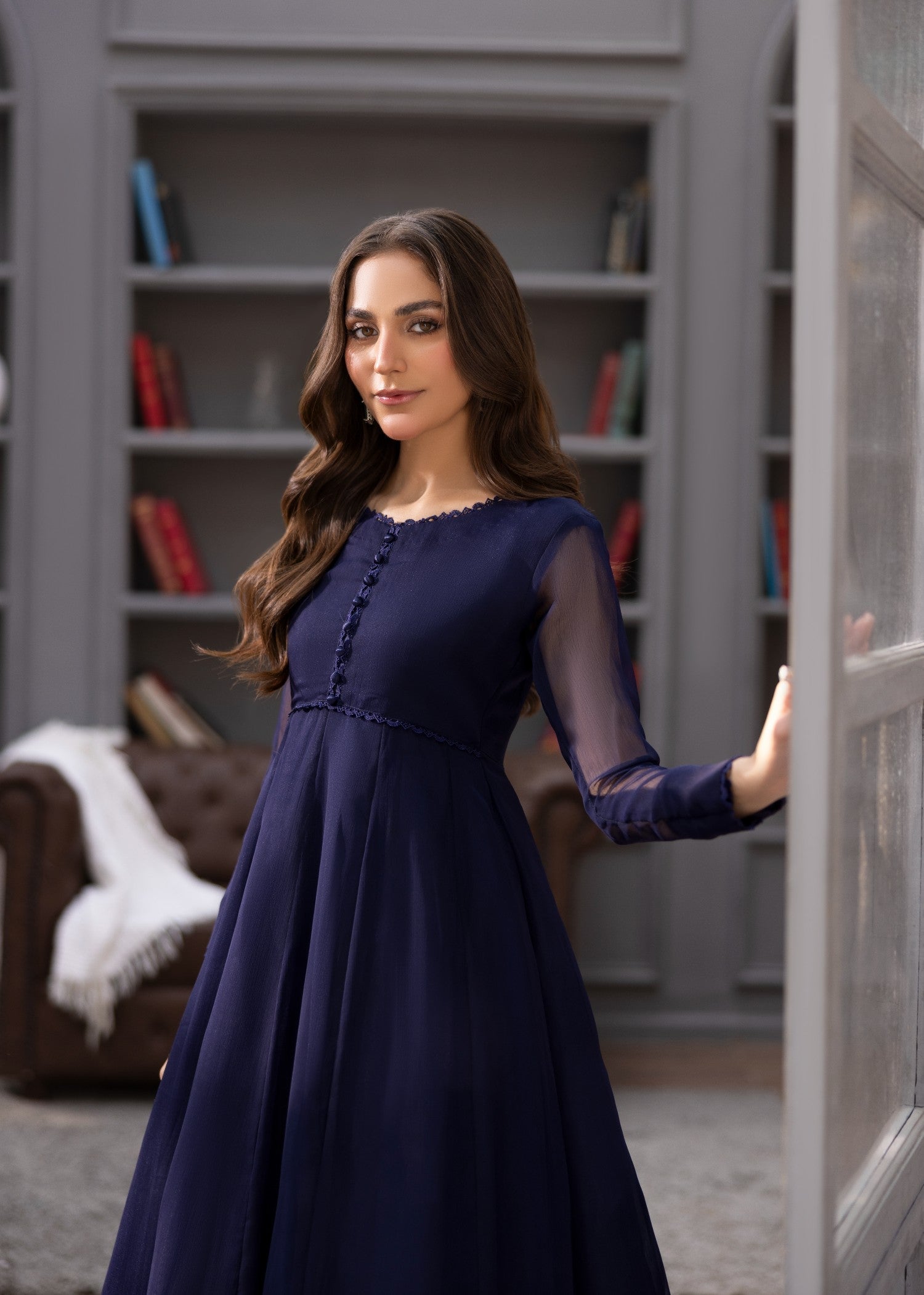 chiffon Maxi in Navy blue