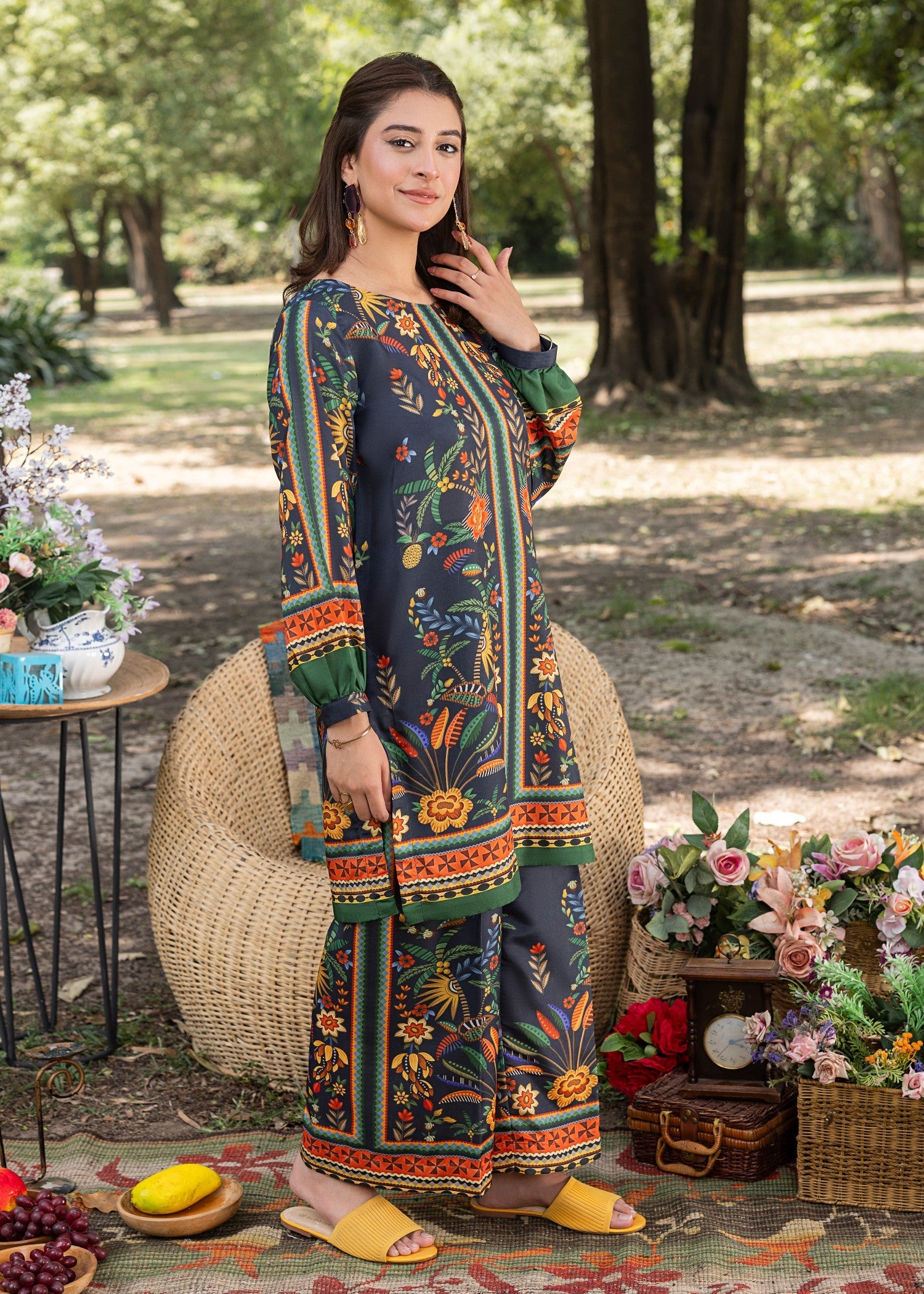 cotton silk Co Ord Sets in Charcoal