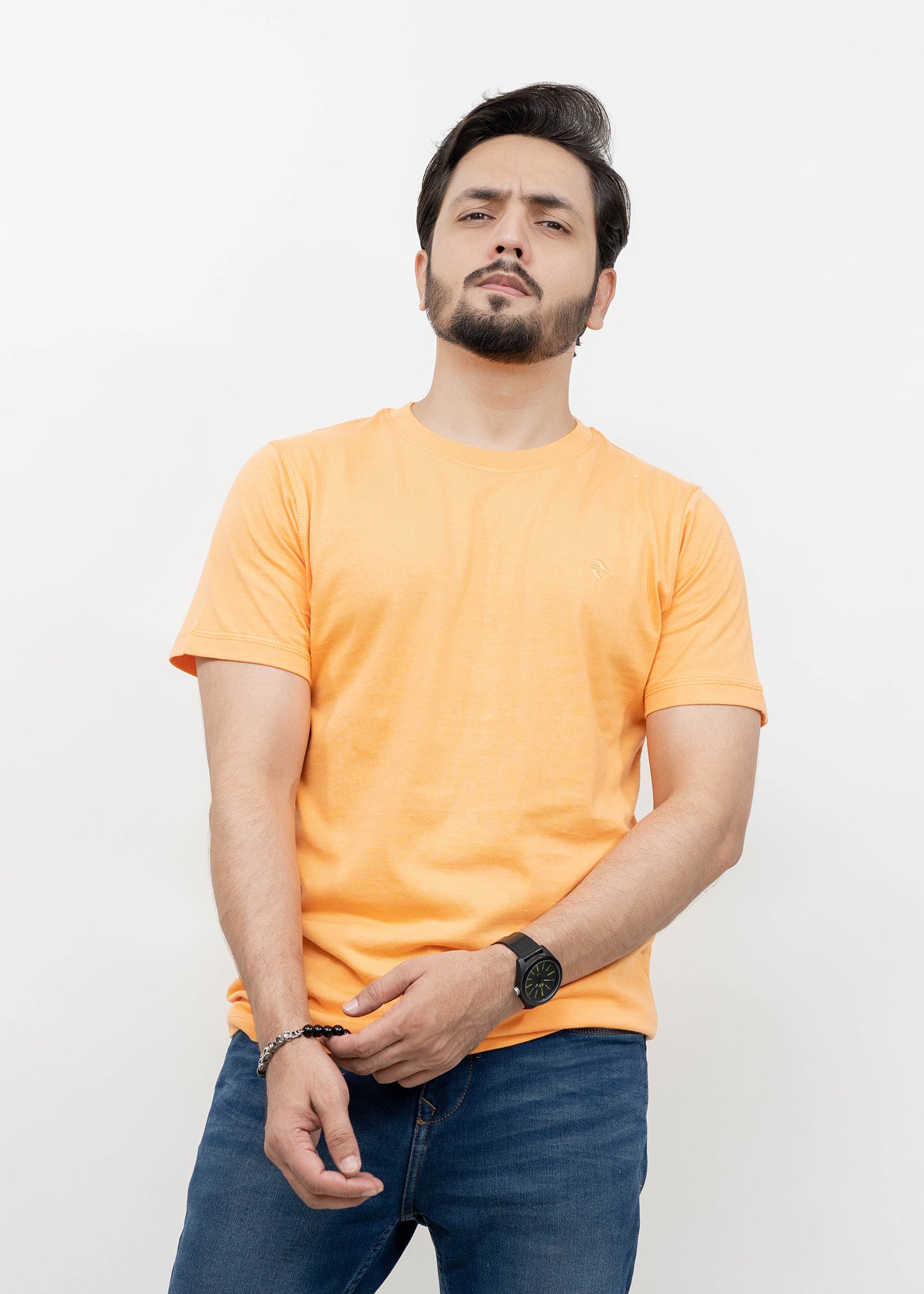 cotton jersey T Shirt in Orange