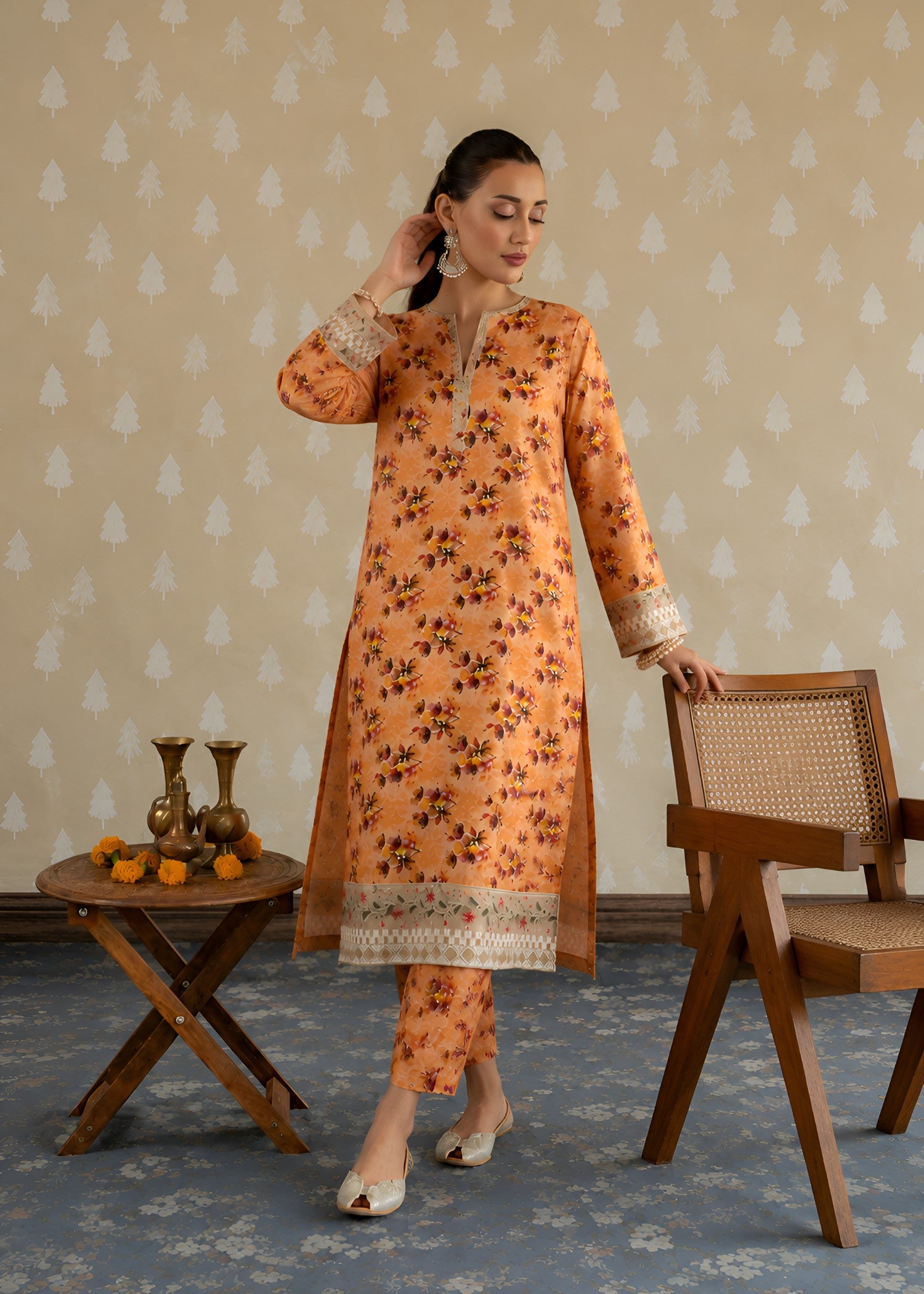 linen Co Ord Sets in Yellow-orange