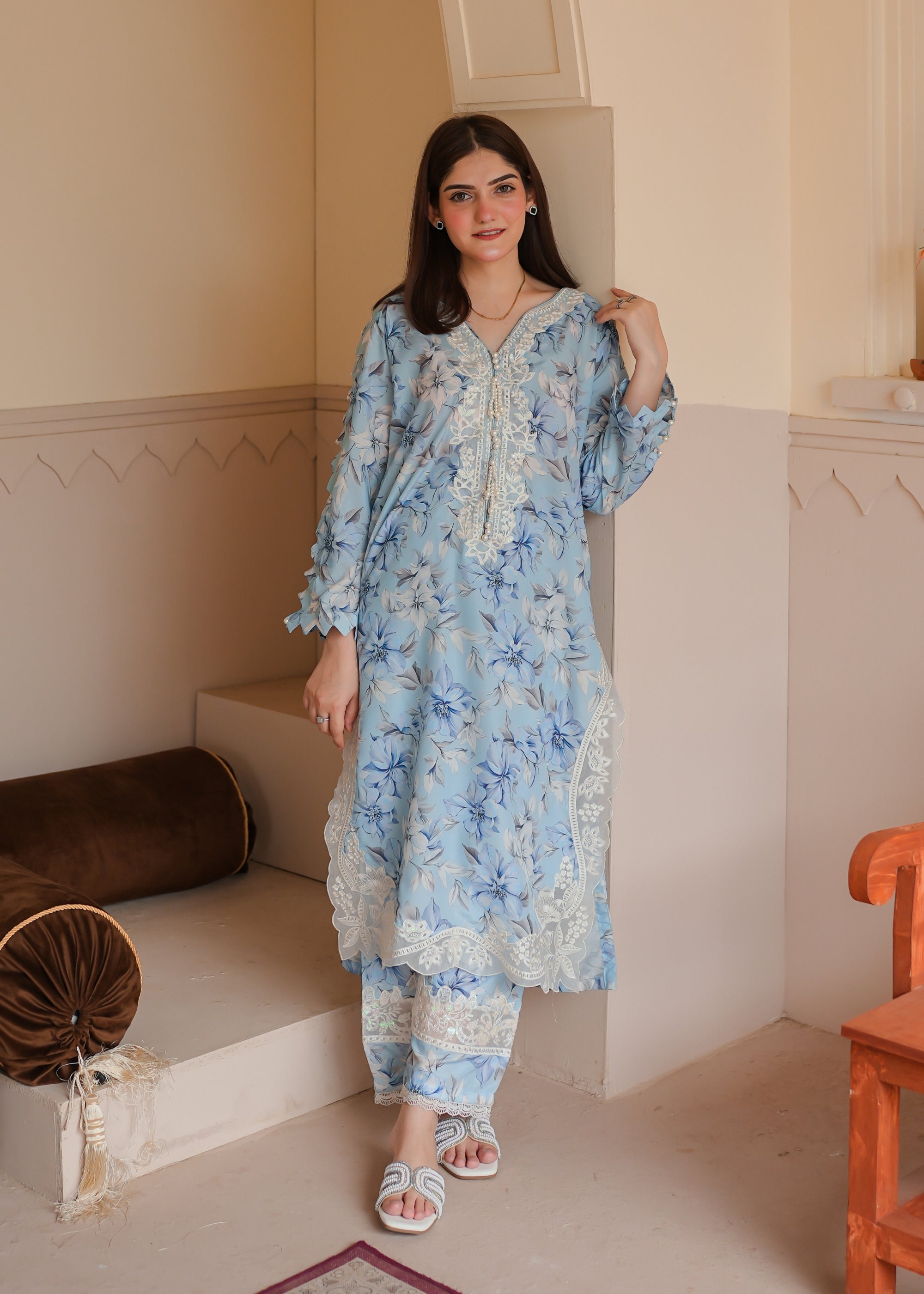 poly lawn Co Ord Sets in Sky