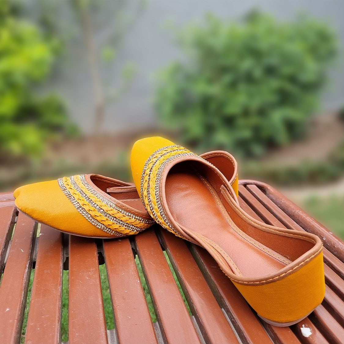 Khussa in Lemon by - High Quality Women Khussa XOZ5626