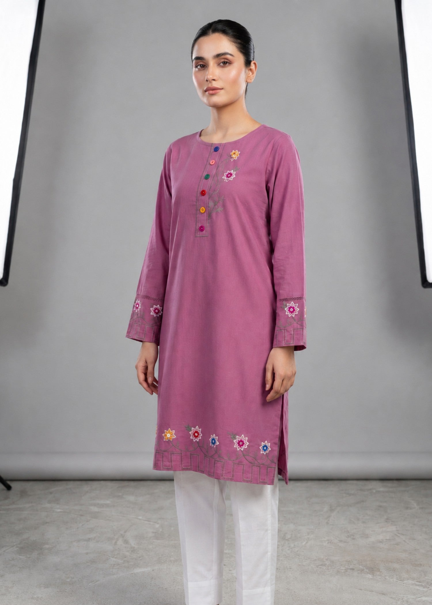 cotton Kurta Set in Zinnia pink