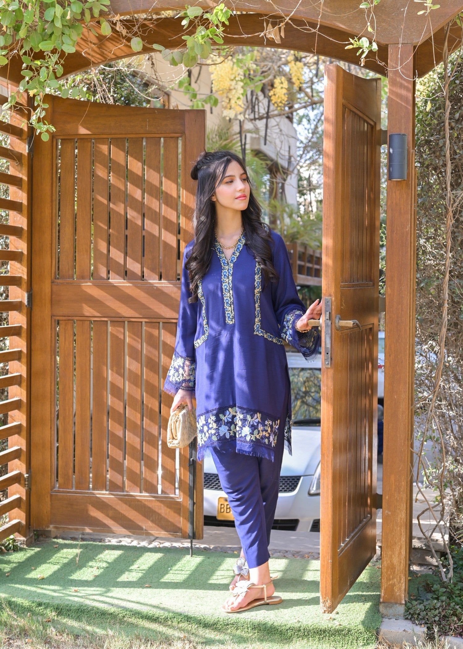 cotton silk Kurta Set in Royal blue