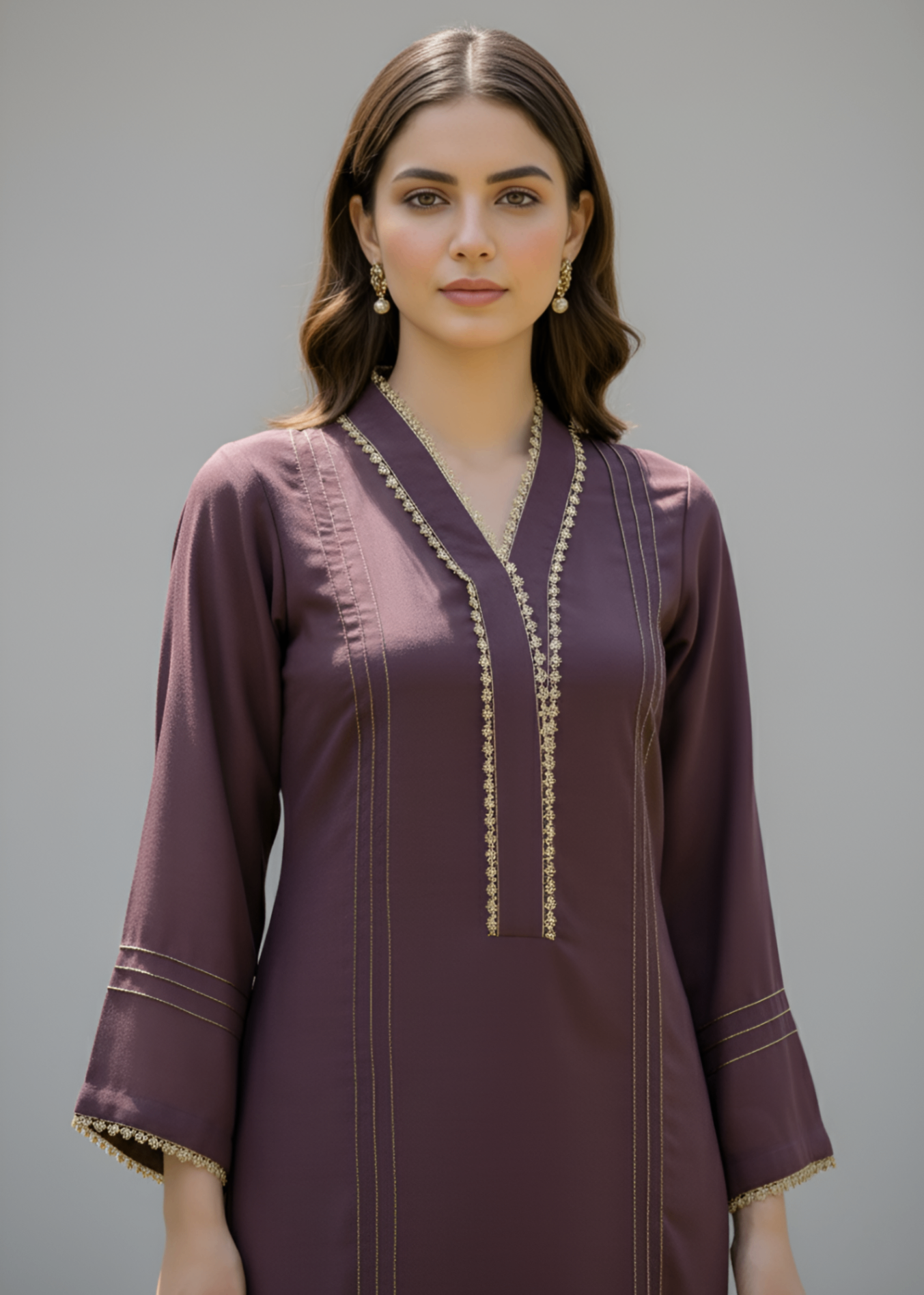 georgette Kurta Set in Brown