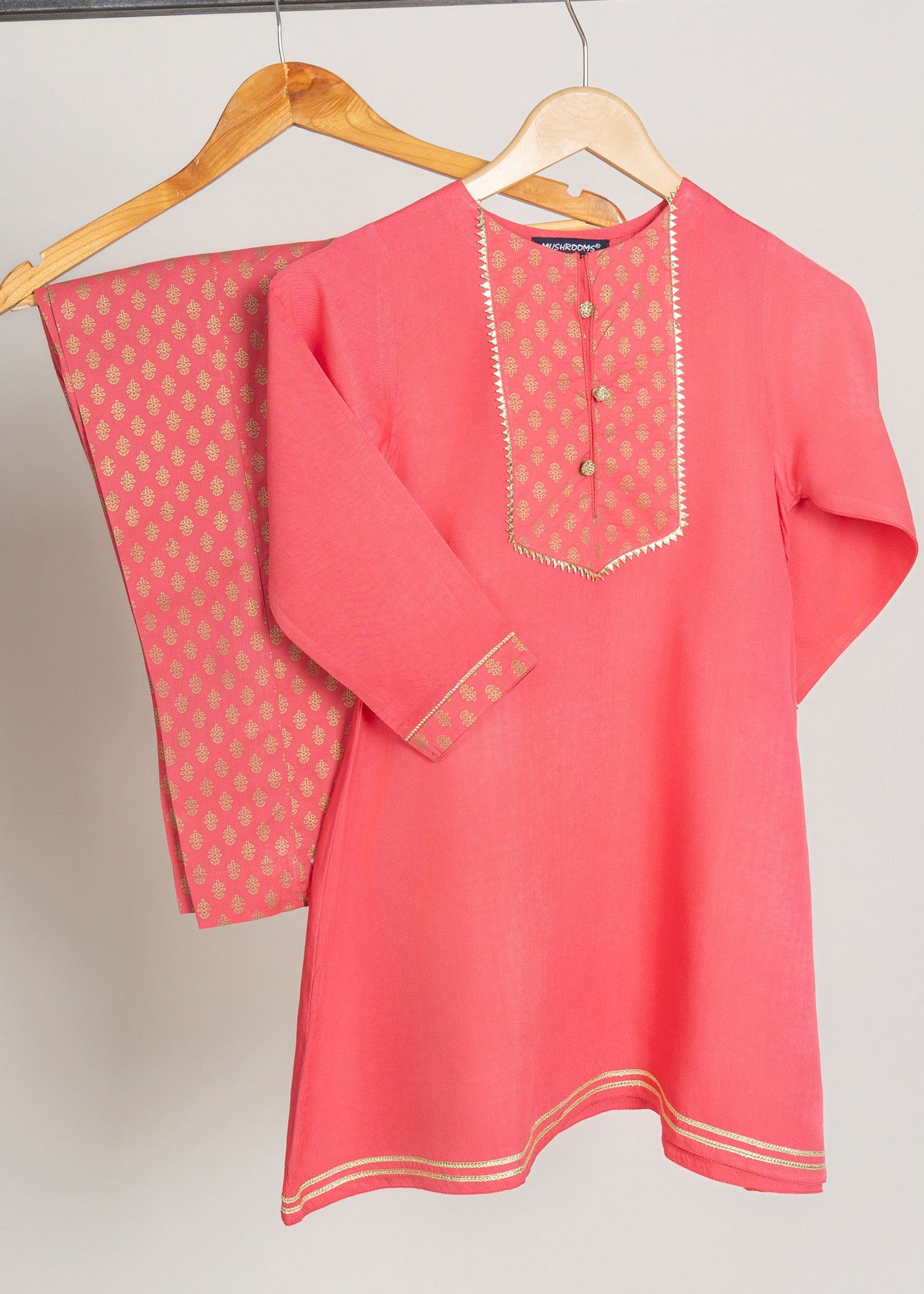 viscose Kurta Set in Coral pink