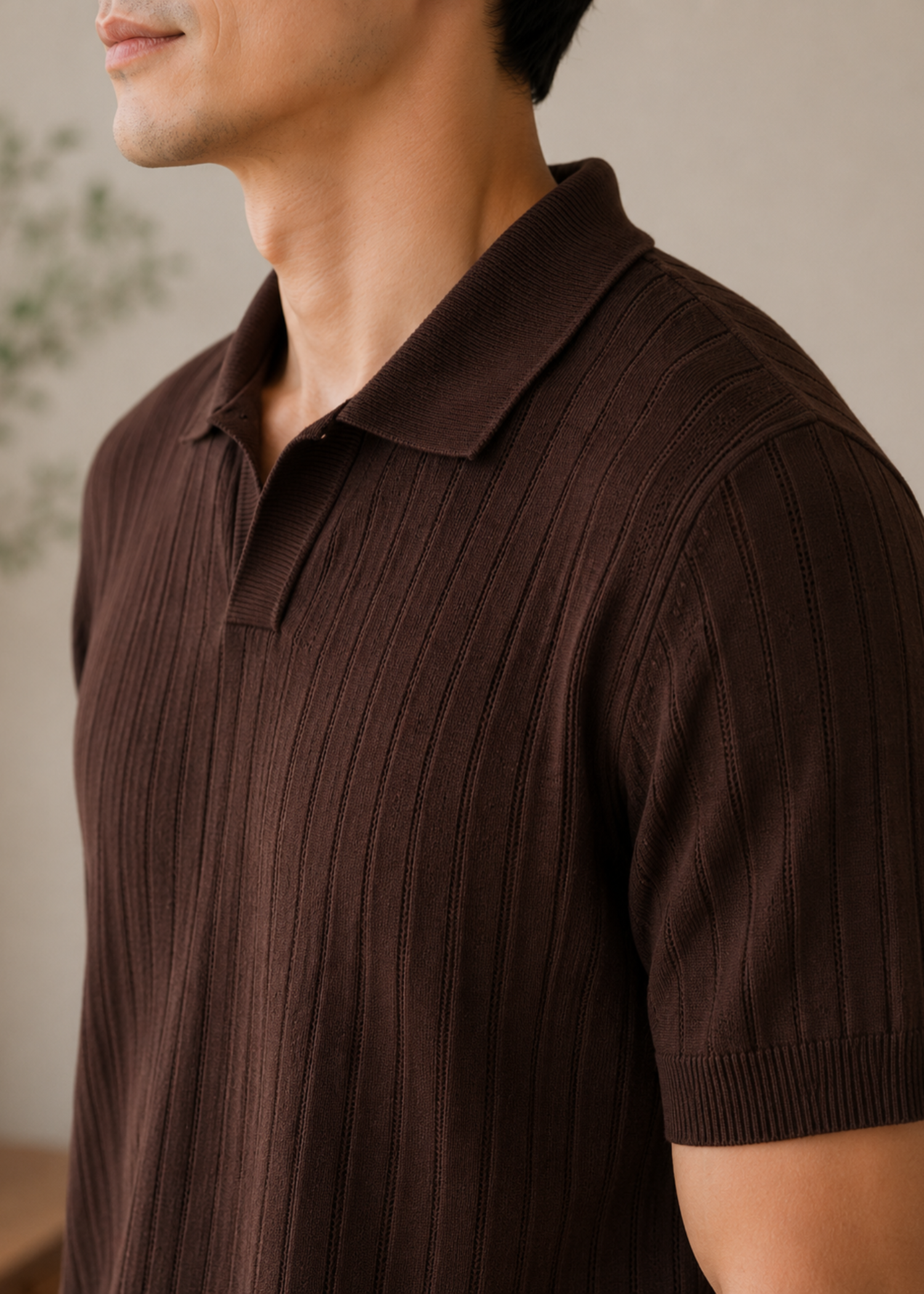 cotton jersey Polo Shirt in Chocolate brown