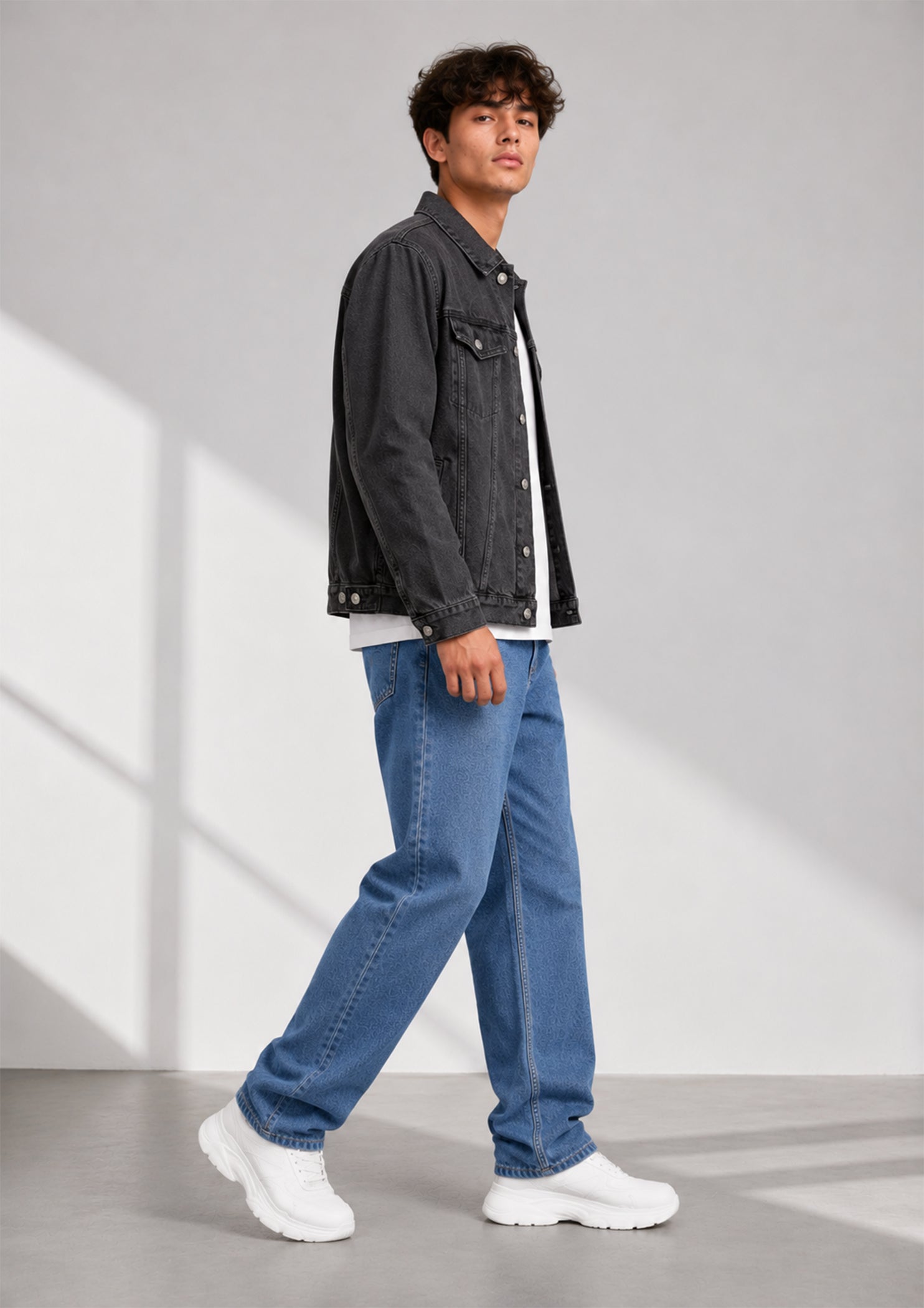 denim Jacket in Charcoal black